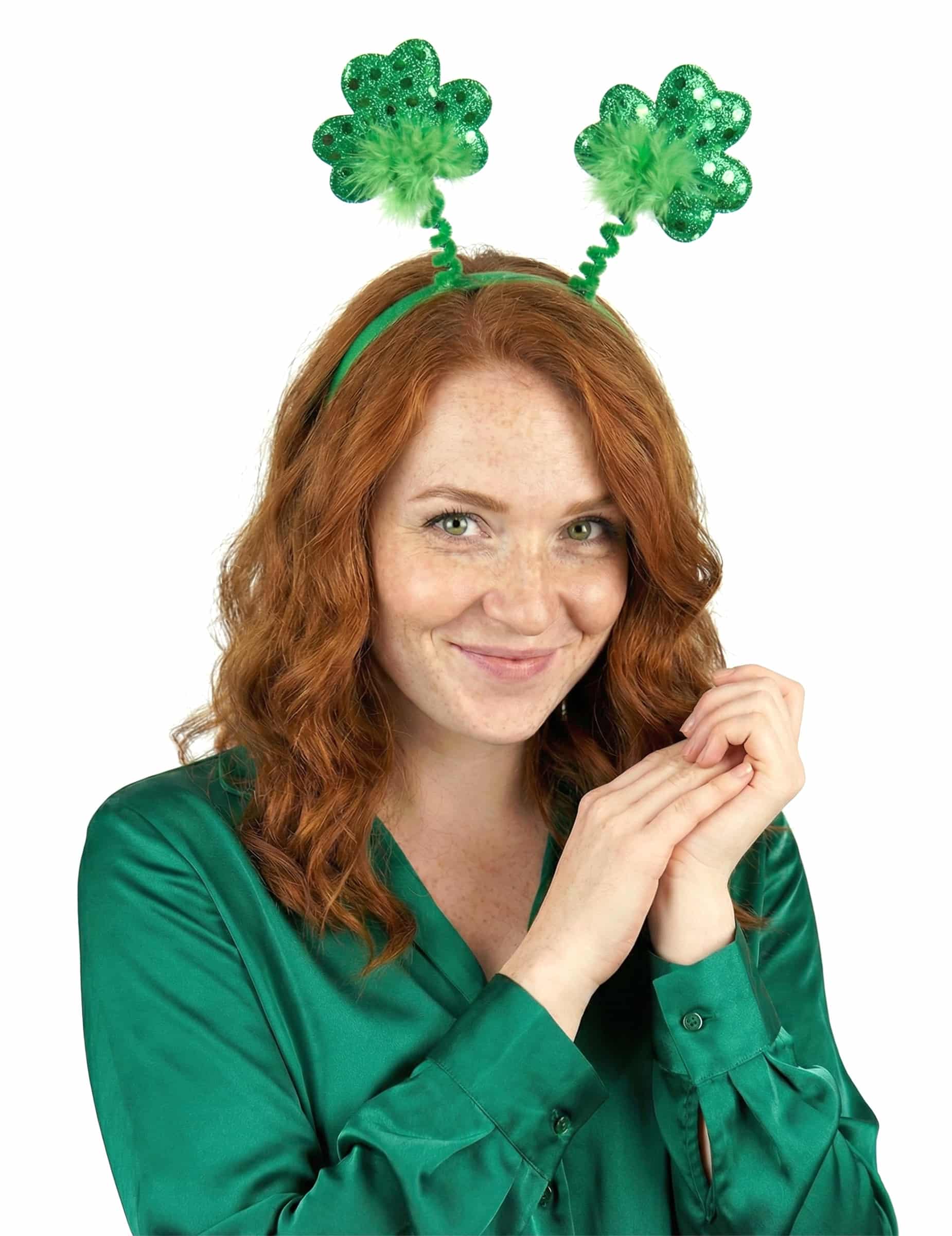 Haarreif Kleeblatt Glitzer St. Patrick für Erwachsene