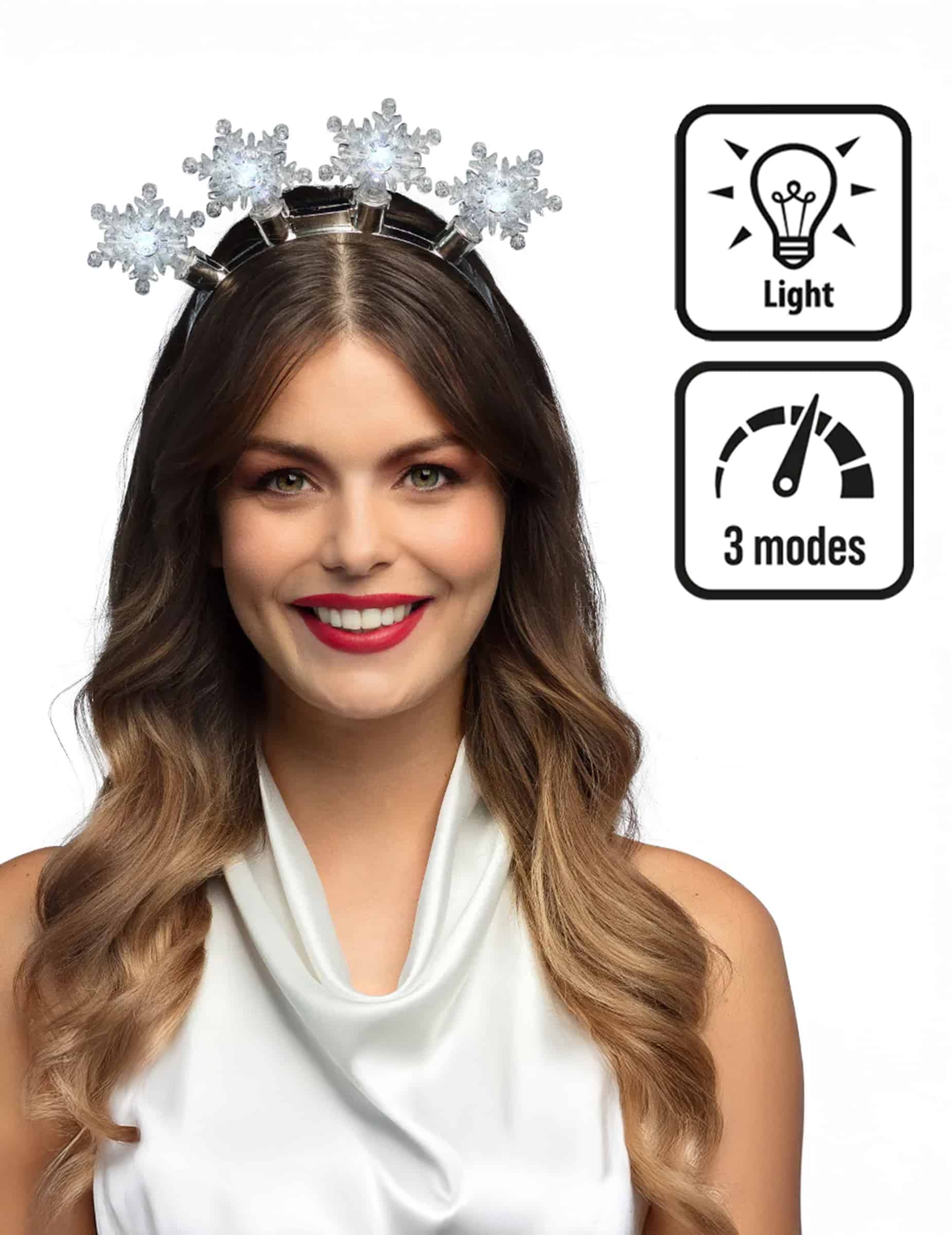 Haarreif mit LED Schneeflocken für Erwachsene