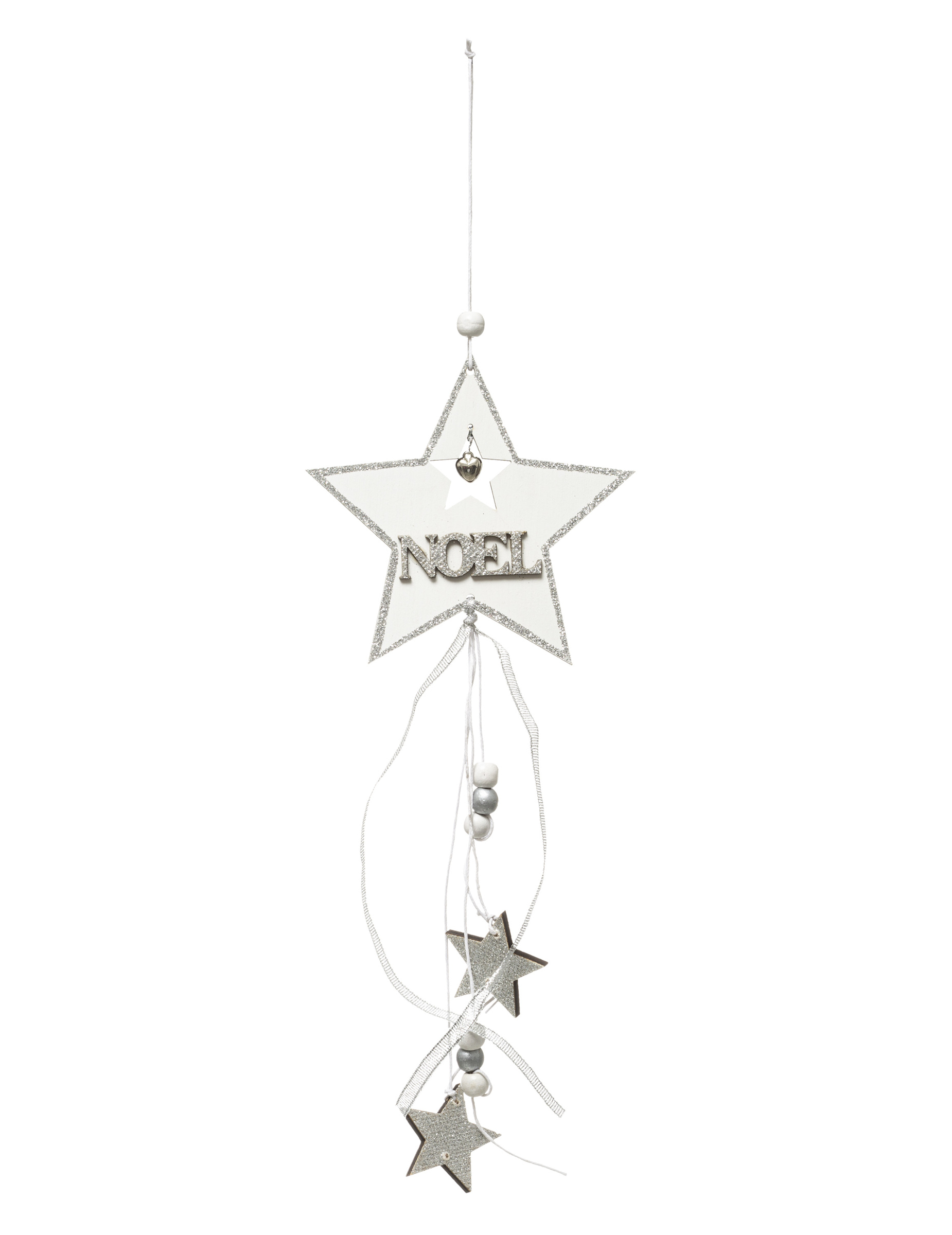 Hängedeko Sterne Weiß Silber 35 cm