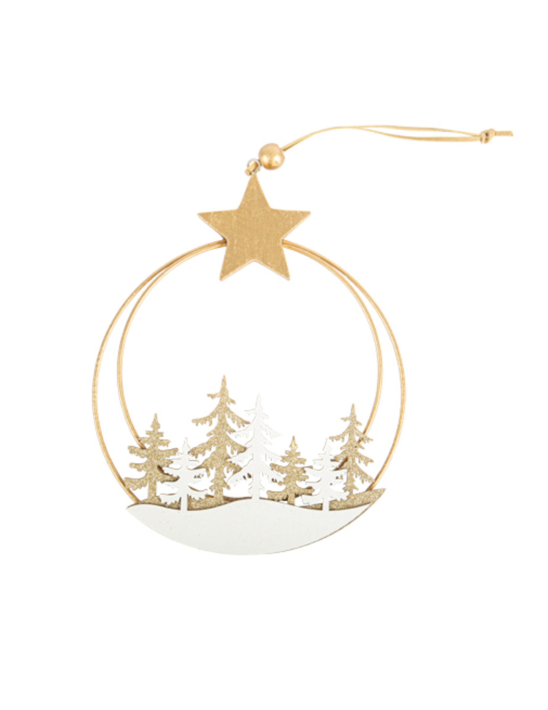 Hängedekoration Verschneiter Wald mit goldenem Stern - 16