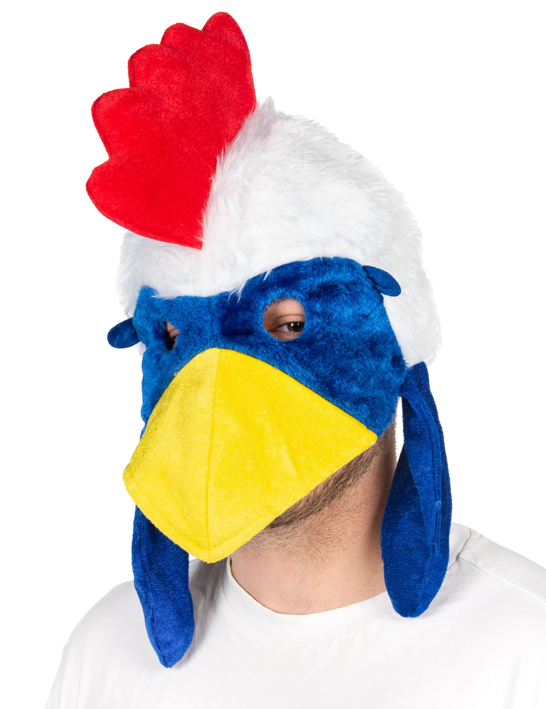 Hahn Maske in blau weiß rot