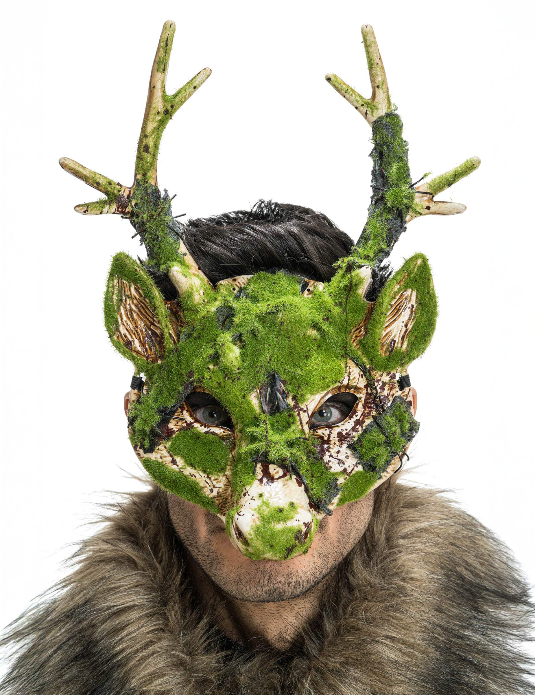 Halbmaske Hirsch mit Mooseffekt Halloween