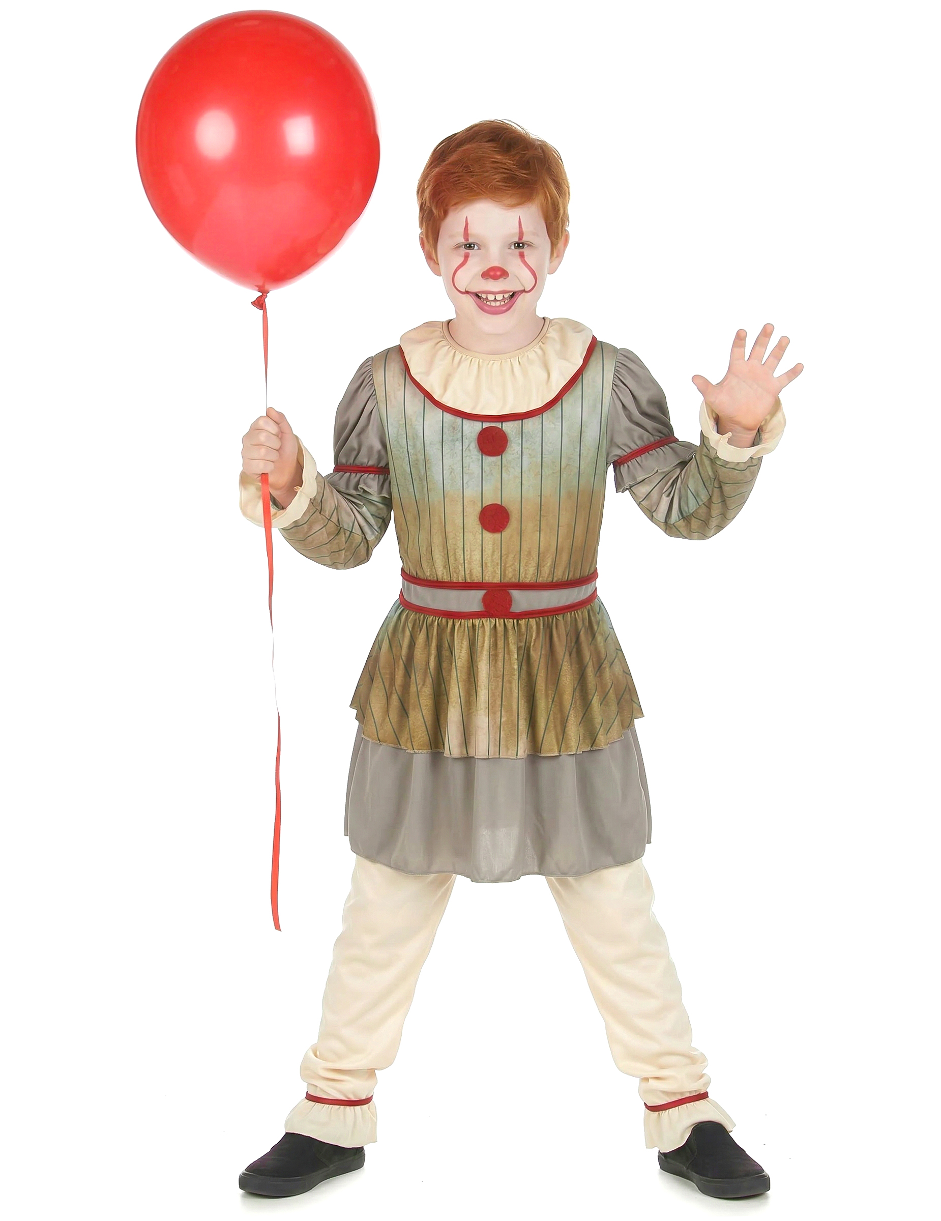 Halloween-Clown-Kostüm für Kinder grau-beige-rot