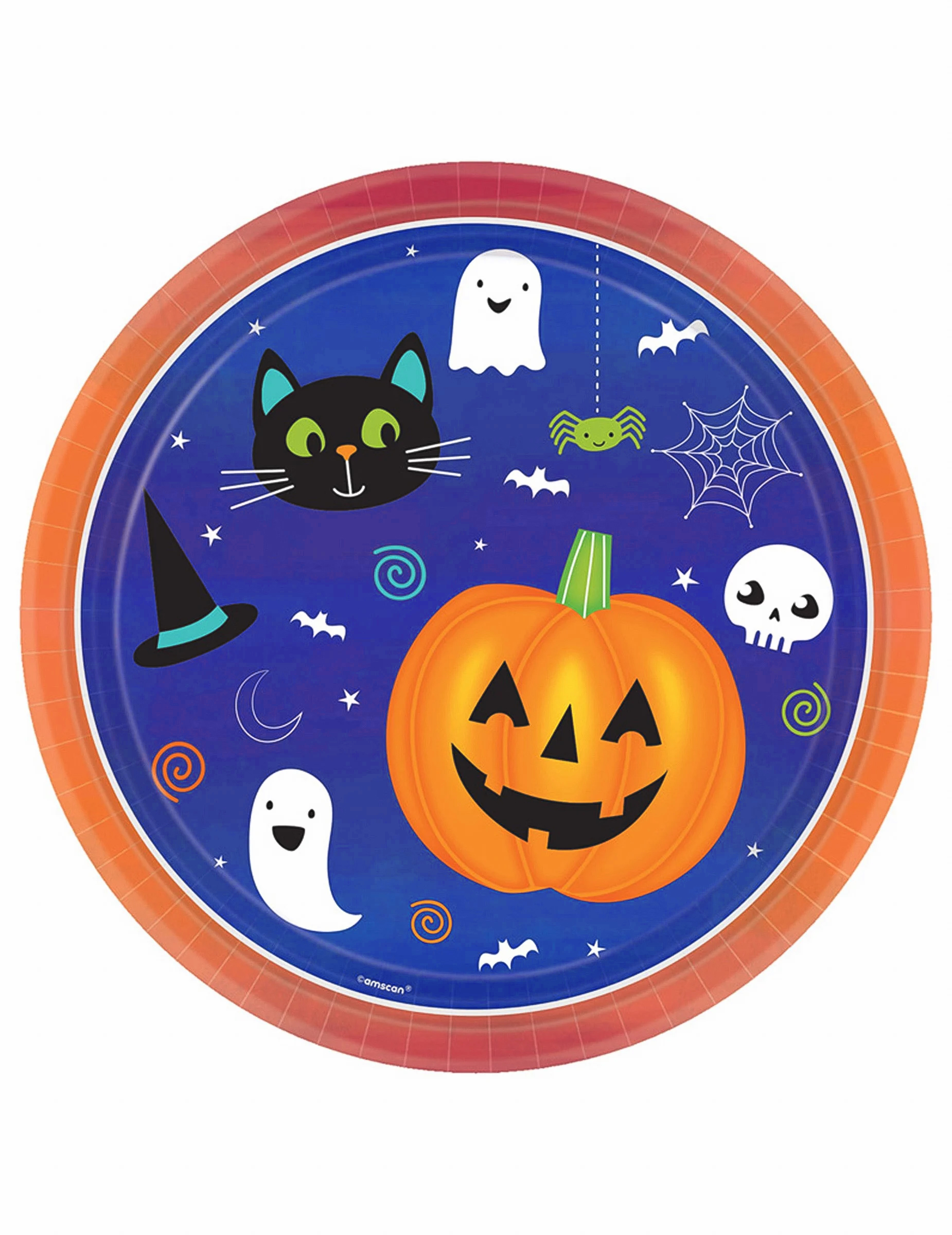 Halloween Friends-Partyteller für Kinder Halloween-Partydeko 8 Stück bunt 23 cm
