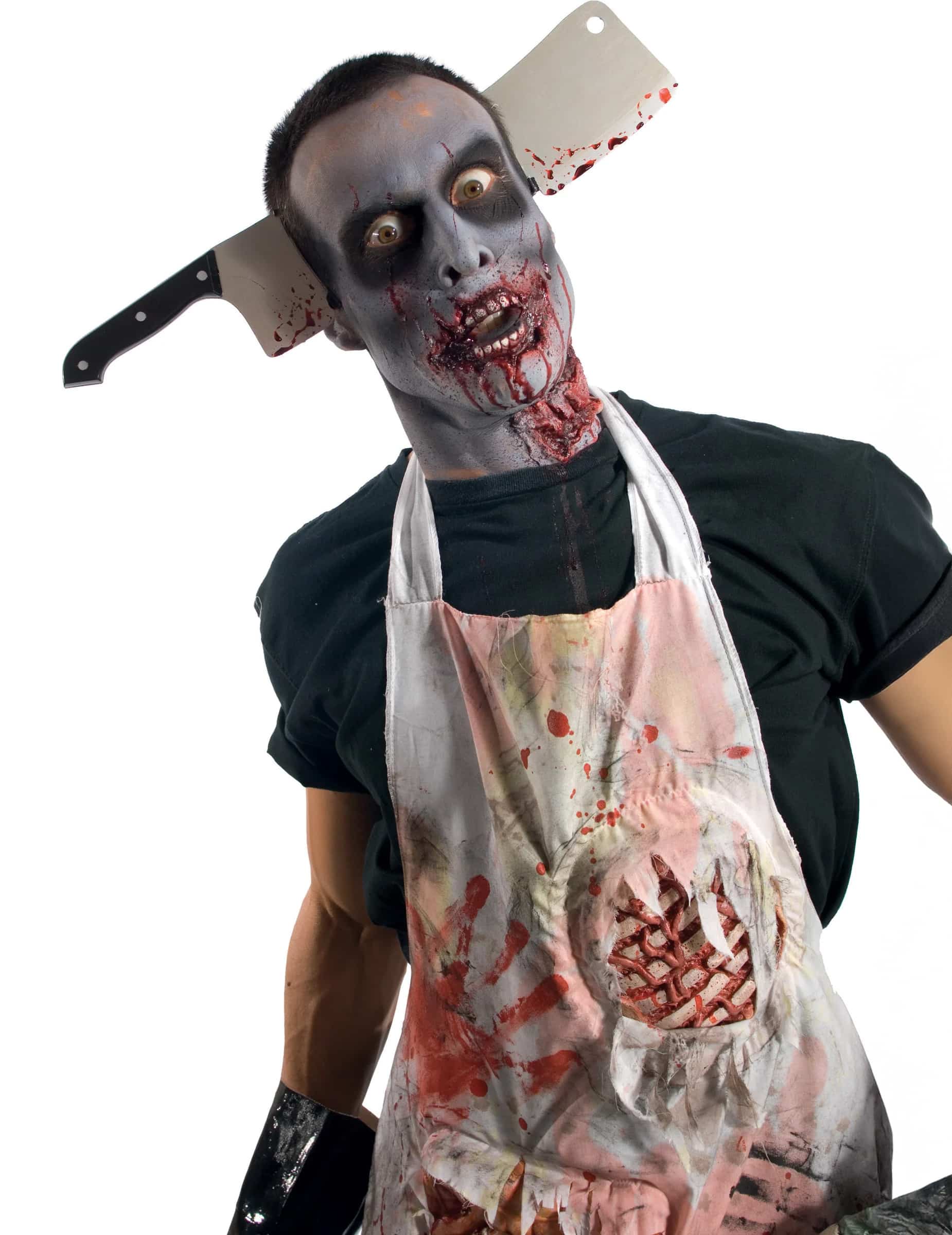 Halloween Haarreif blutige Axt Accessoire schwarz-silber-rot
