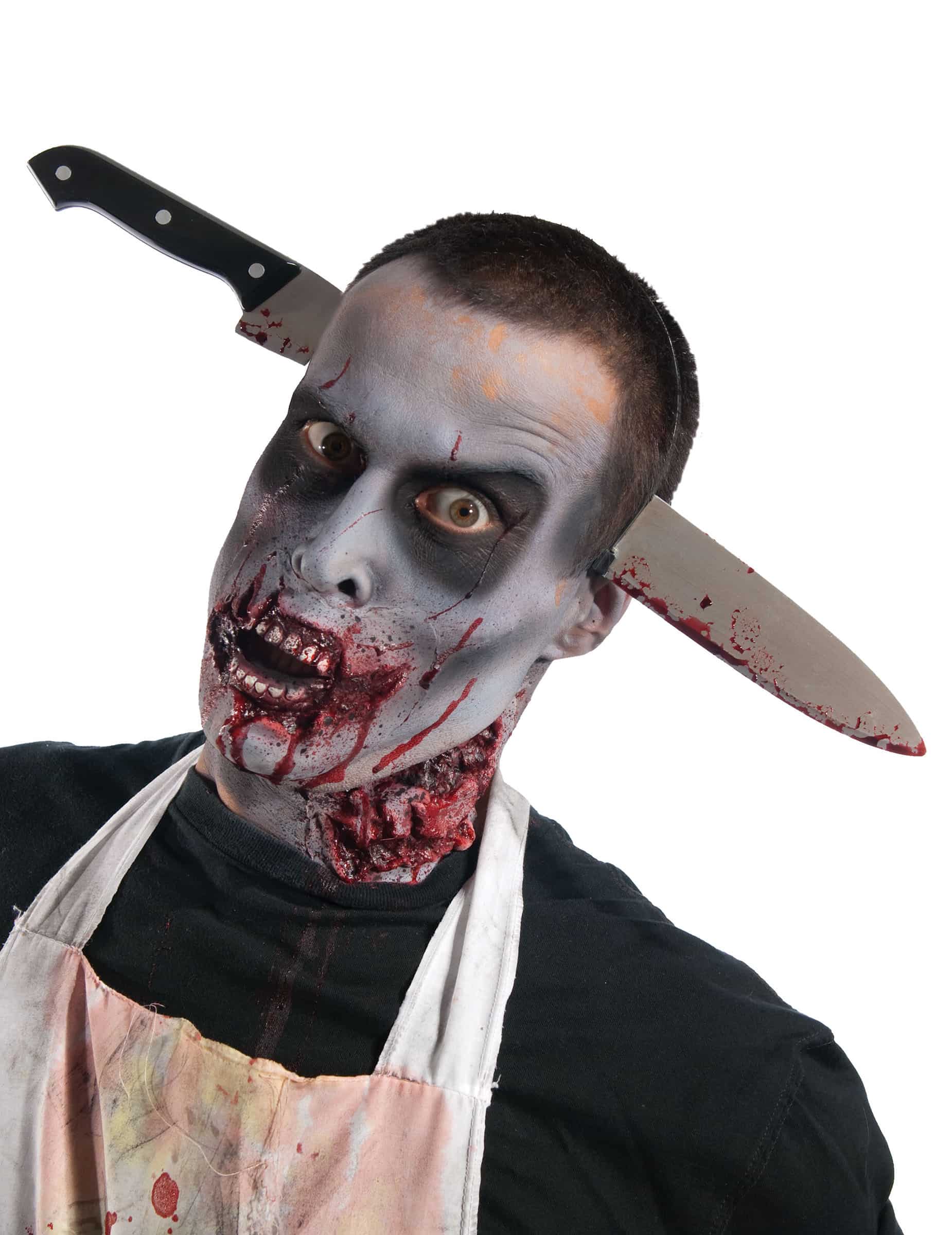 Halloween Haarreif blutiges Messer Accessoire schwarz-silber-rot