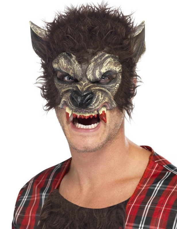 Halloween- Maske Werwolf Kostümaccessoire braun-beige-rot