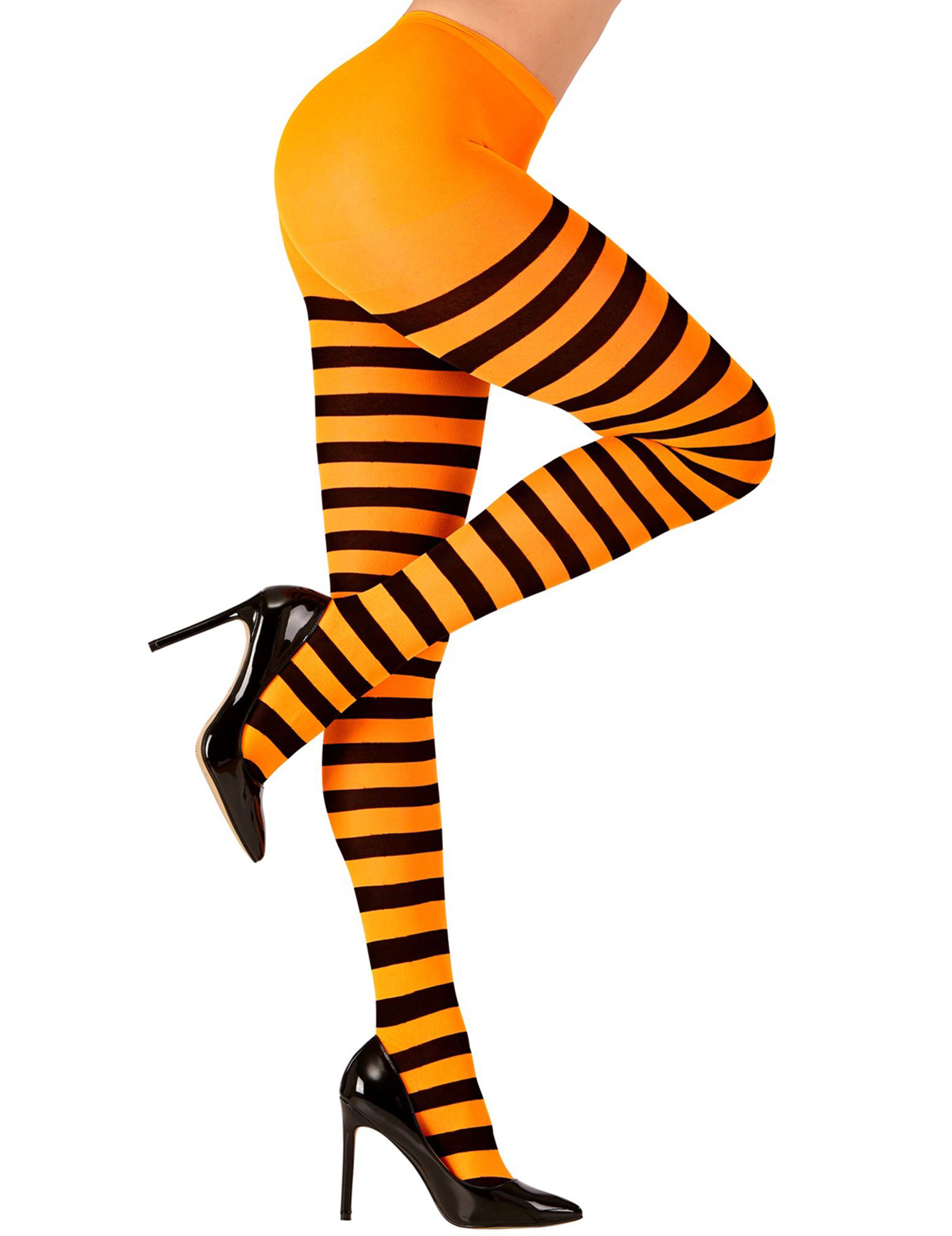 Halloween Ringelstrumpfhose orange-schwarz