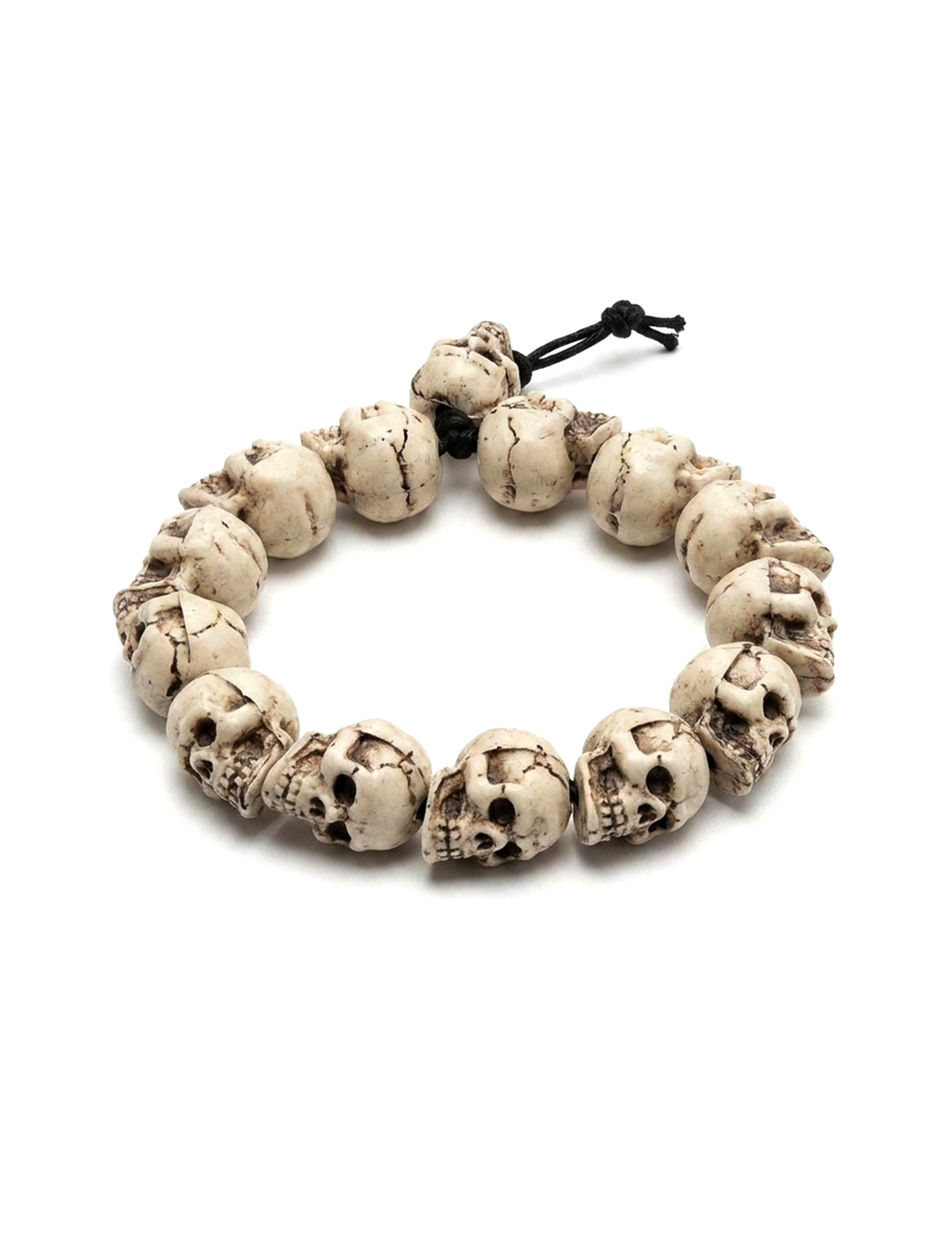 Halloween Schmuck Armband aus Totenköpfen beige