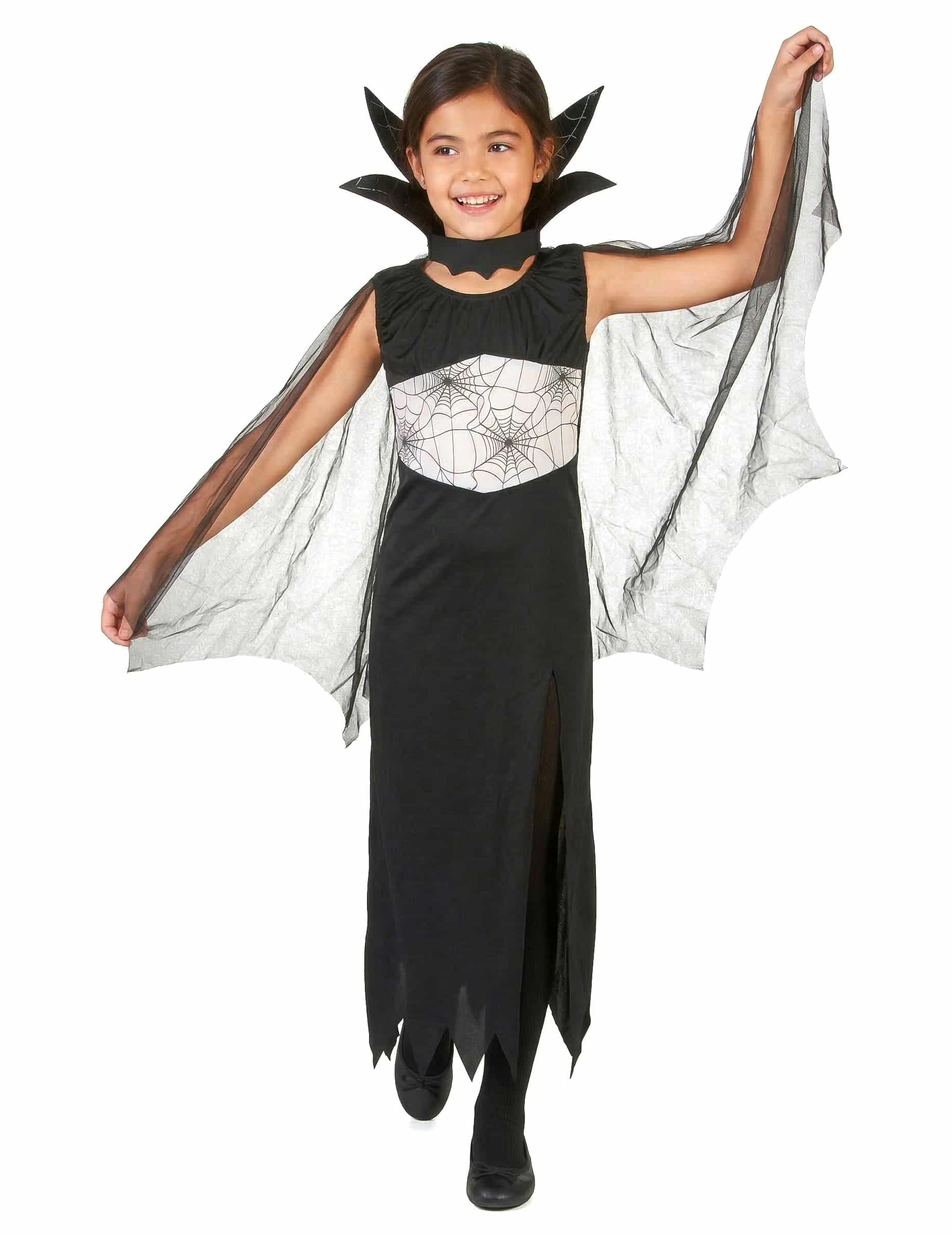 Halloween Spinnenhexe-Kinderkostüm Vampirin schwarz-weiss