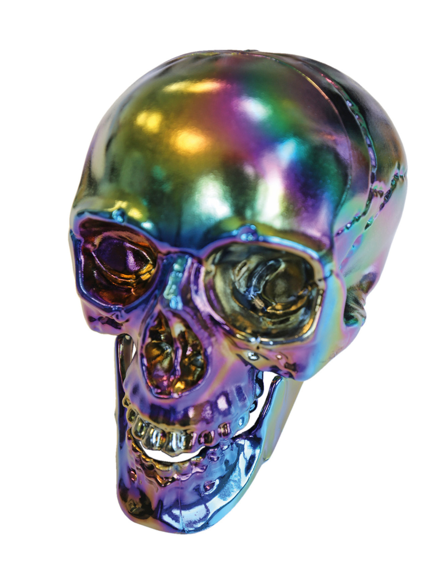 Halloween Totenkopf mit schillerndem Metallic-Effekt 20 cm