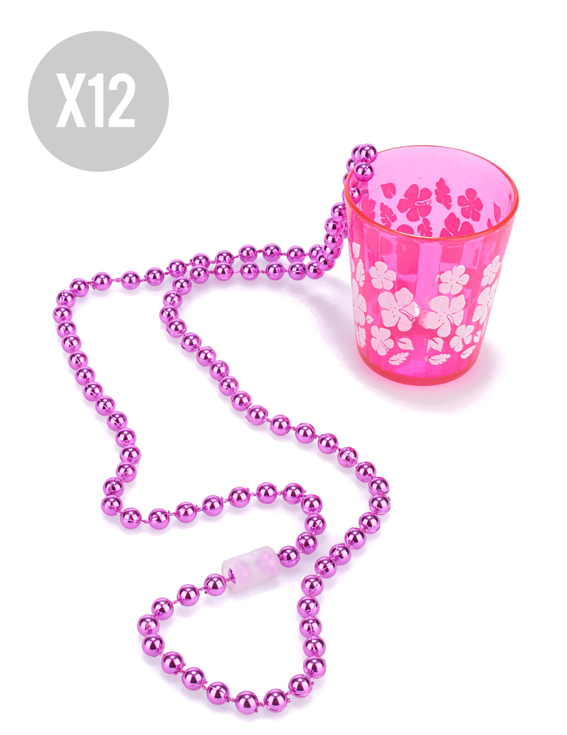 Halsketten-Set Shooter-Gläser 12 Stück rosa 50cm