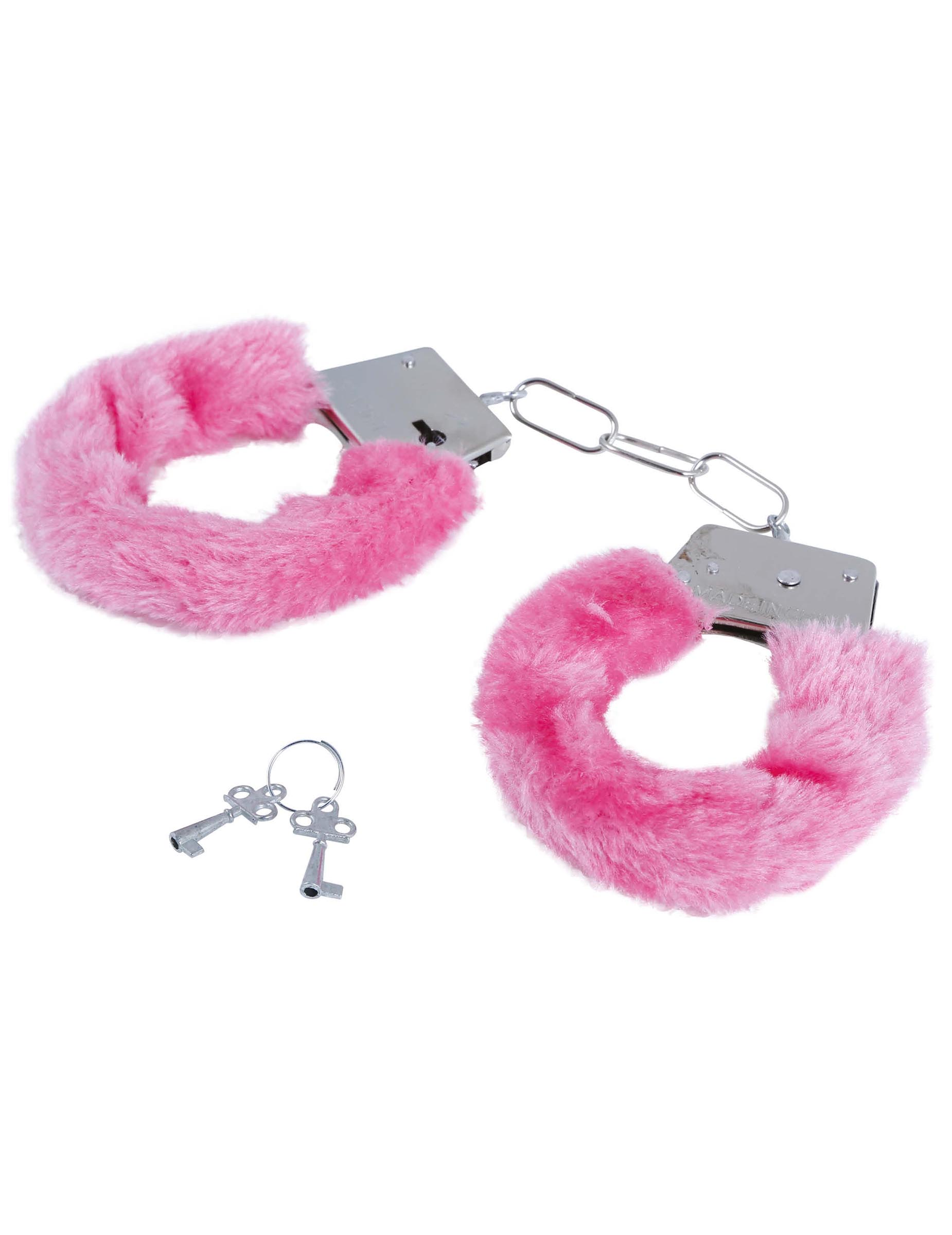 Handschellen Kostüm-Accessoire rosa-silber