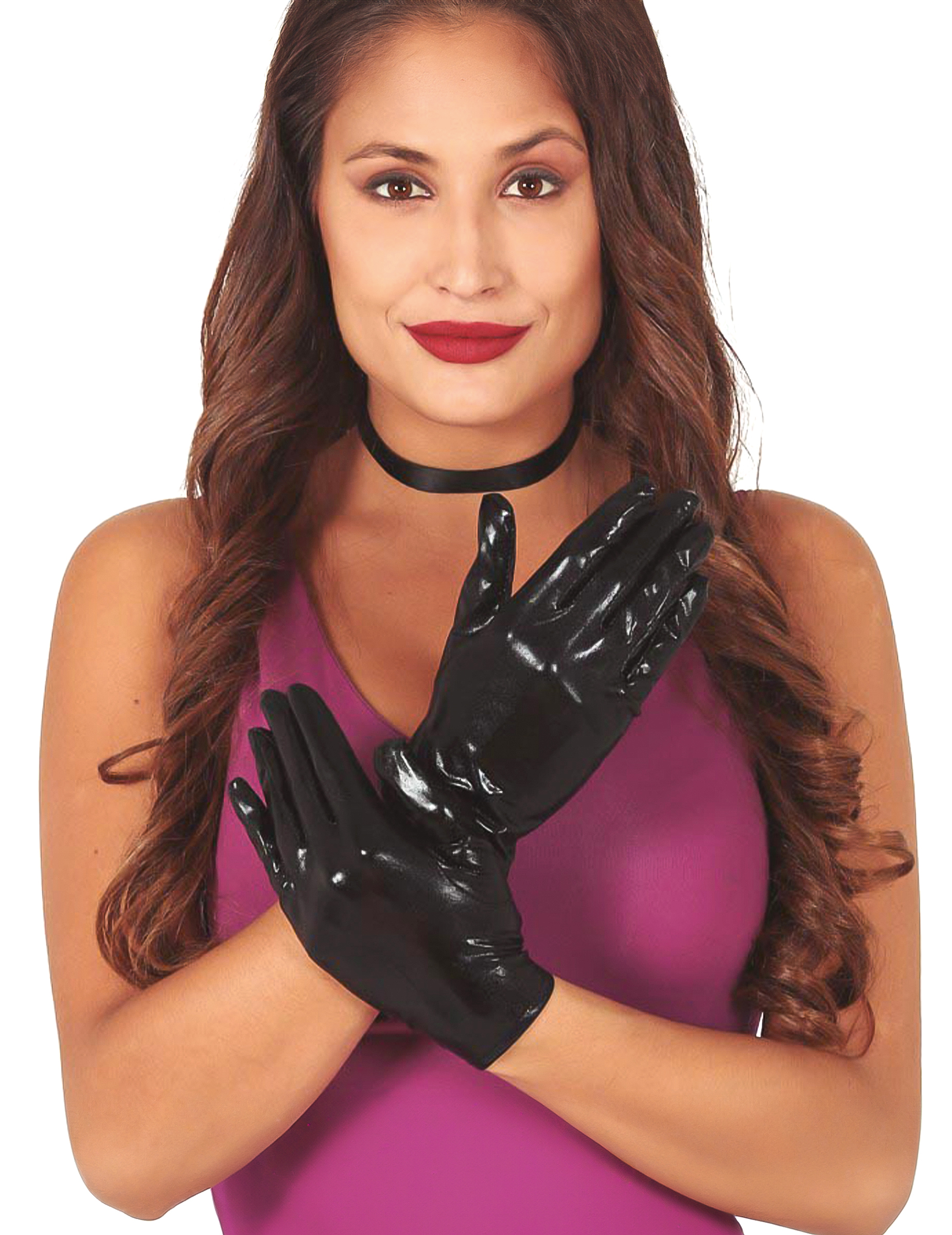 Handschuhe in Lederoptik Kostüm-Accessoire schwarz
