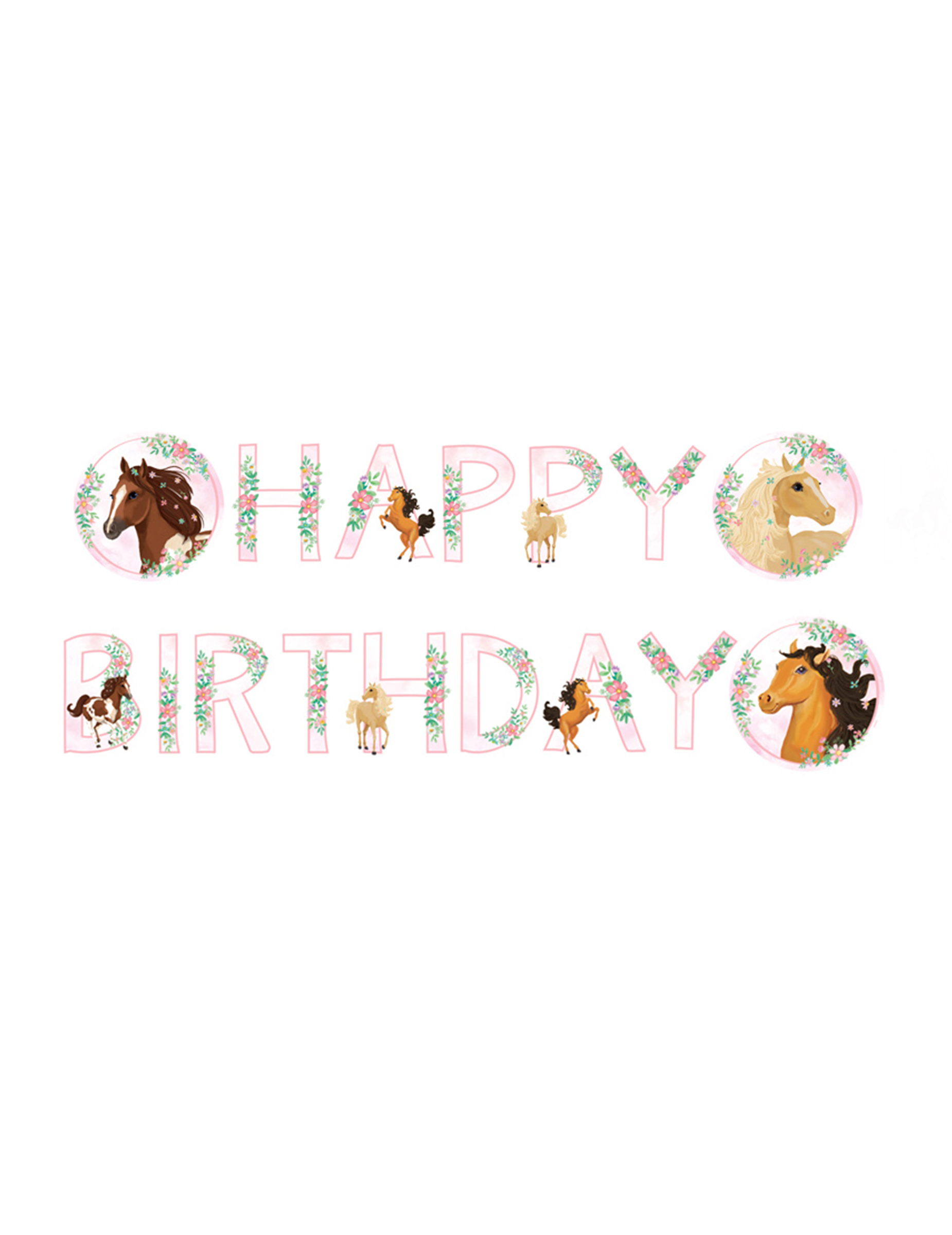 Happy Birthday Girlande Hübsches Pferd 140 x 15 cm aus Pappe