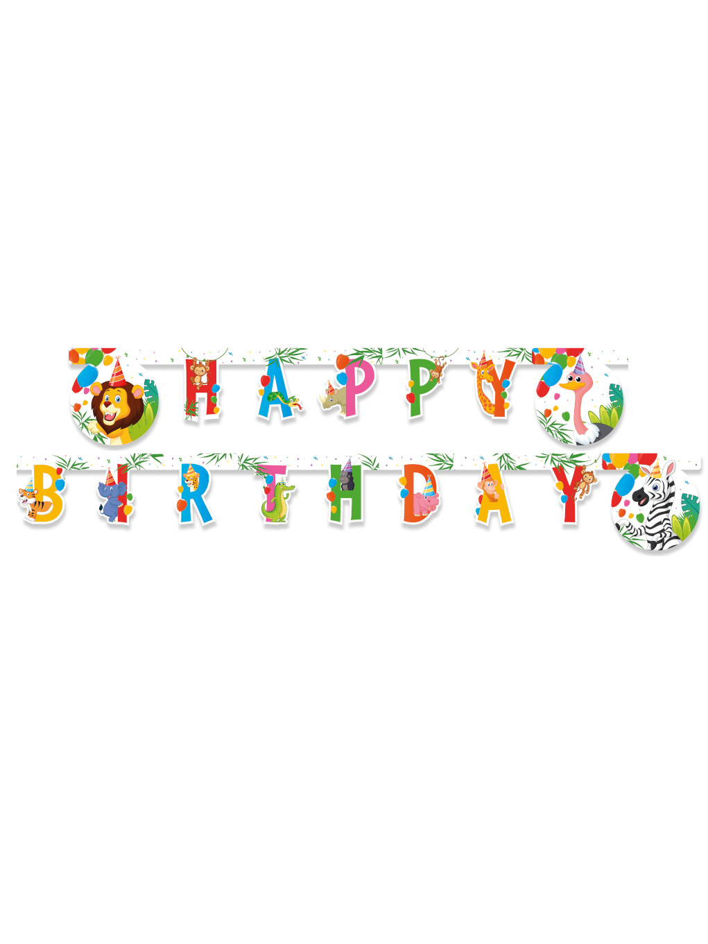 Happy Birthday Girlande Jungle Balloons 2m Safari Tiere