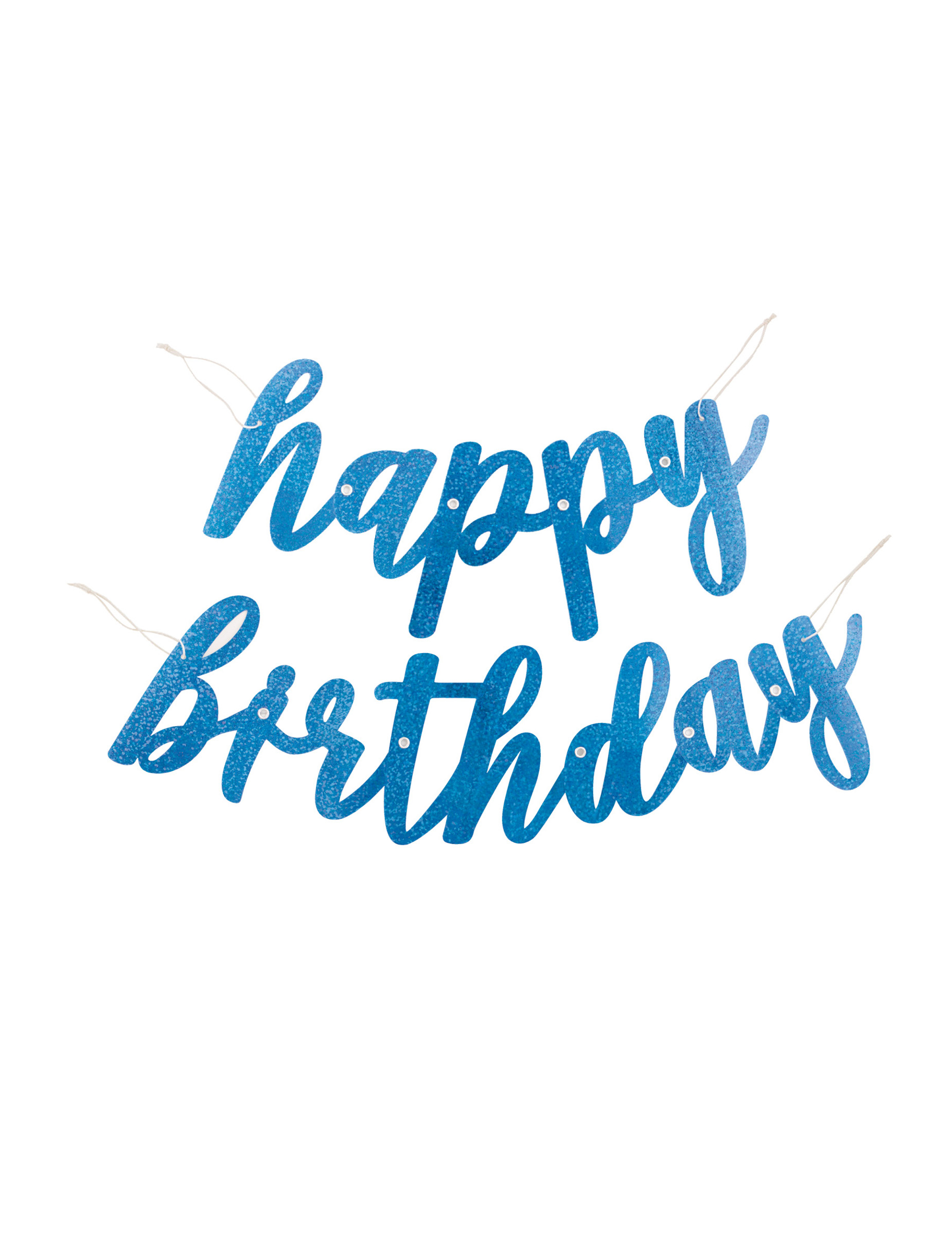 Happy Birthday Girlande aus Karton Blau Glitzer 84cm Geburtstag