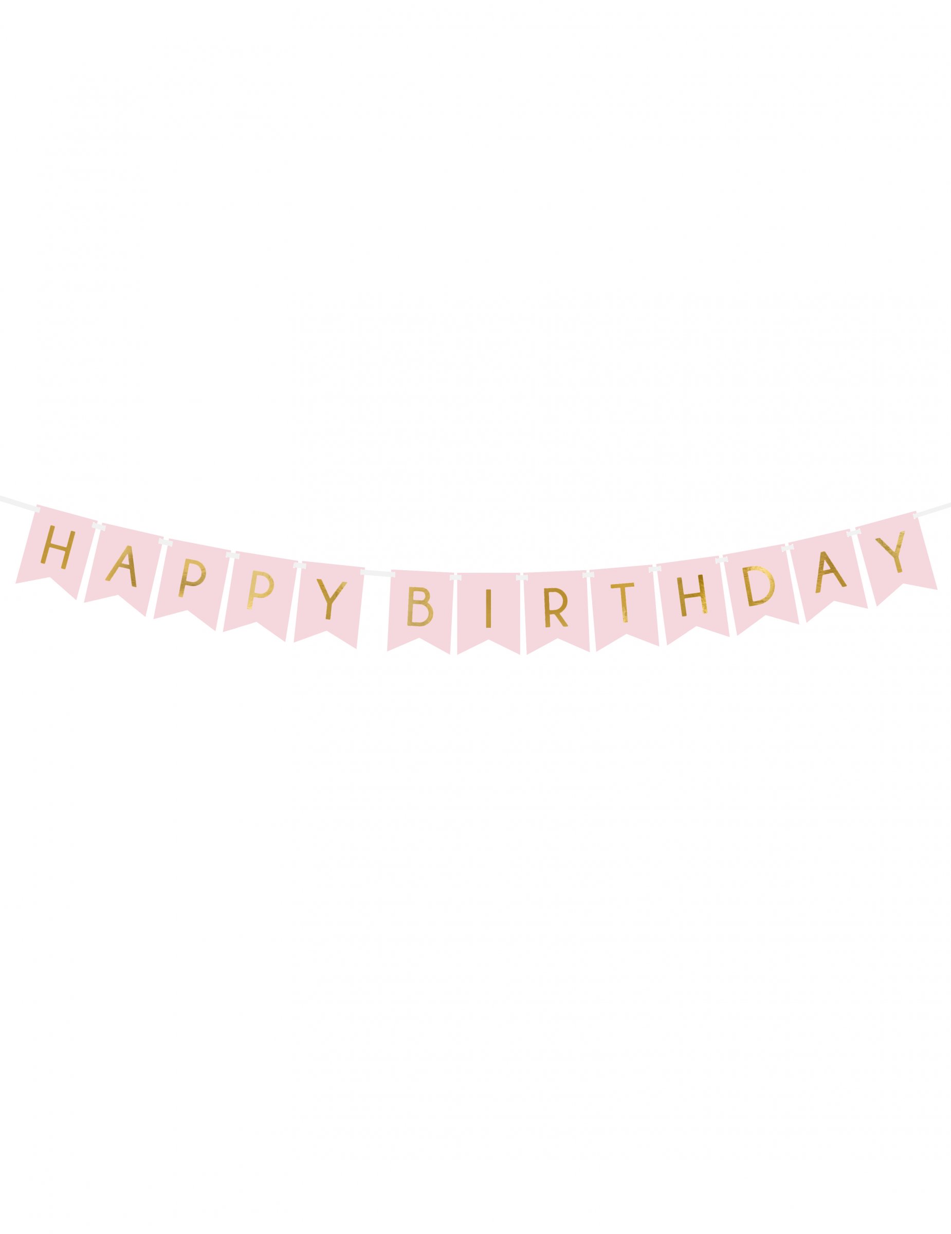 Happy Birthday Girlande in Rosa + Gold - 15 x 175 cm Papp-Girlande für Geburtstage