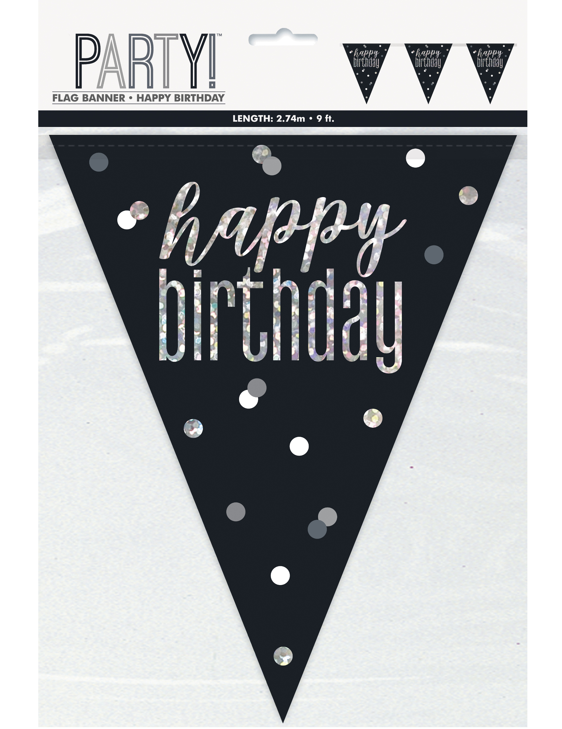 Happy Birthday Girlande in Schwarz und Grau 2