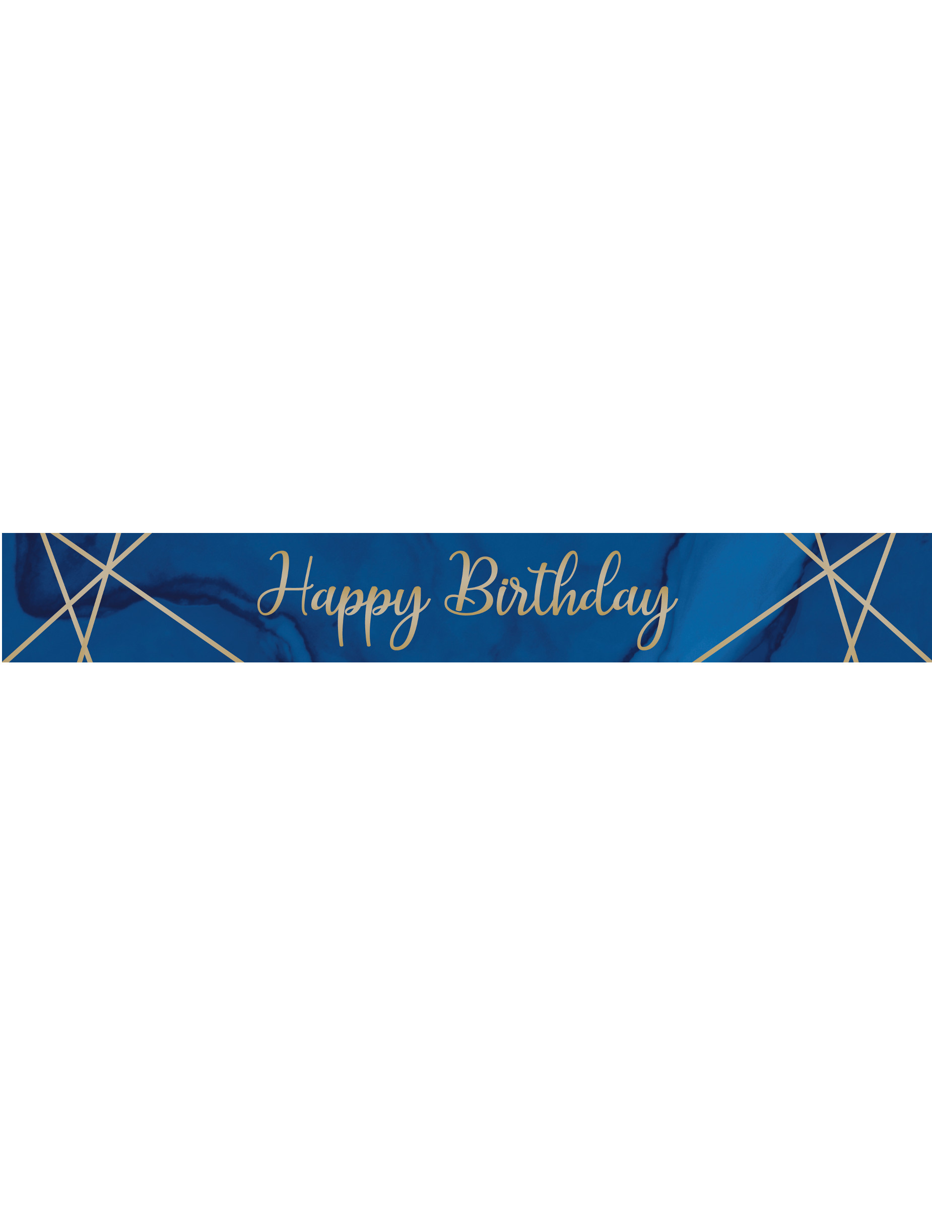 Happy Birthday Kunststoff-Banner blau marmoriert gold 2