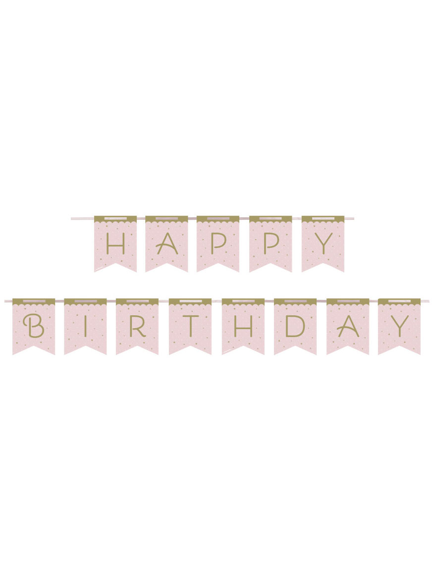 Happy Birthday Pappbanner Königlicher Schwan Pink 2
