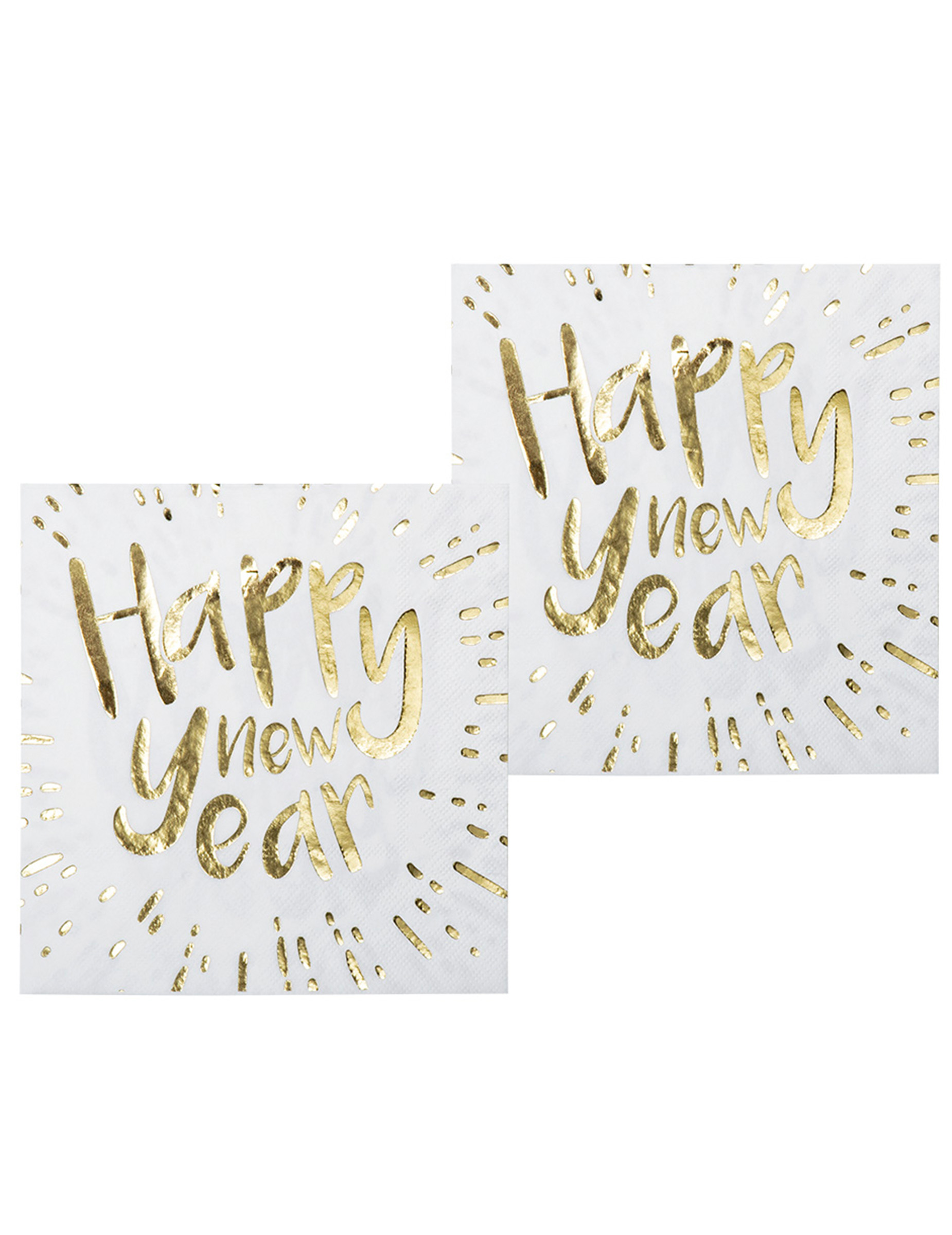 Happy New Year Servietten 20 Stk. weiß gold