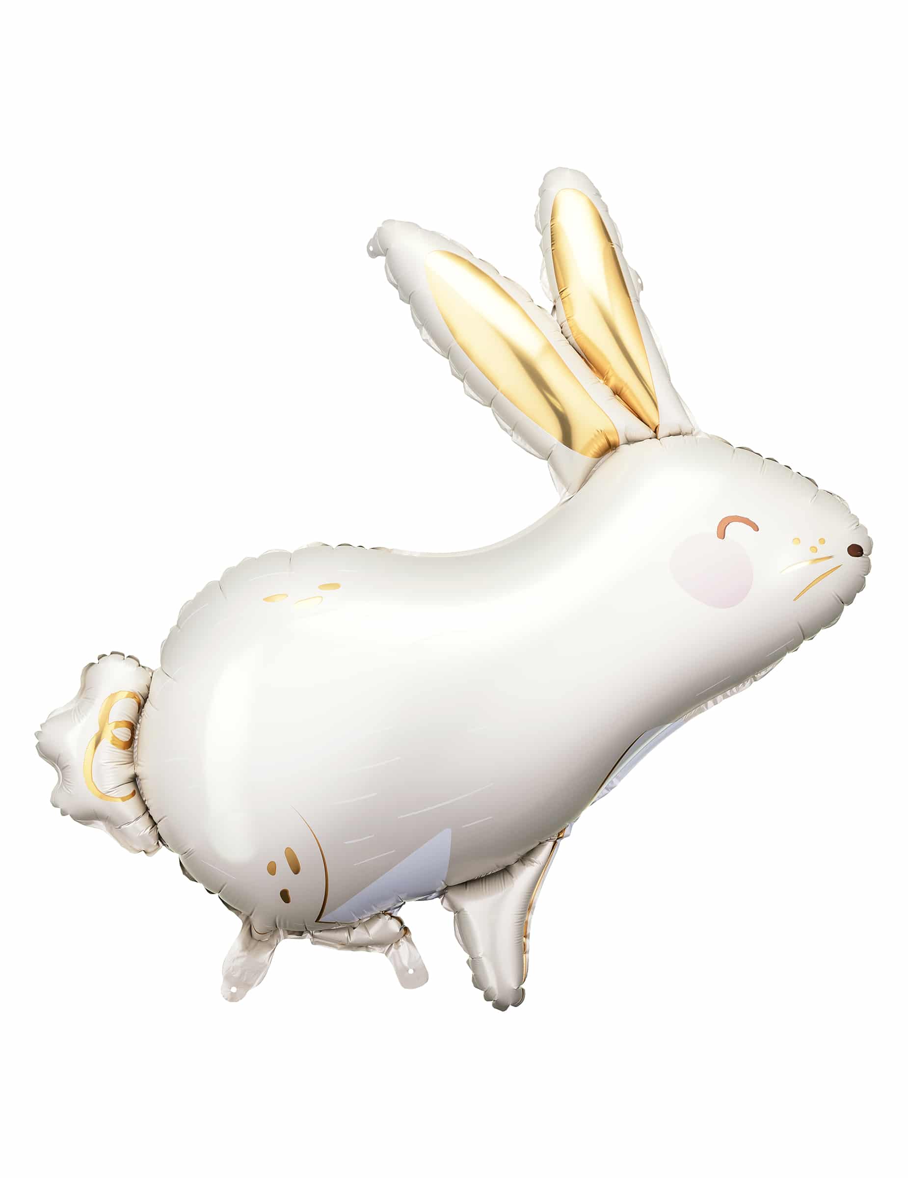 Hase Folienballon Osterhase weiß-gold 70 x 72 cm