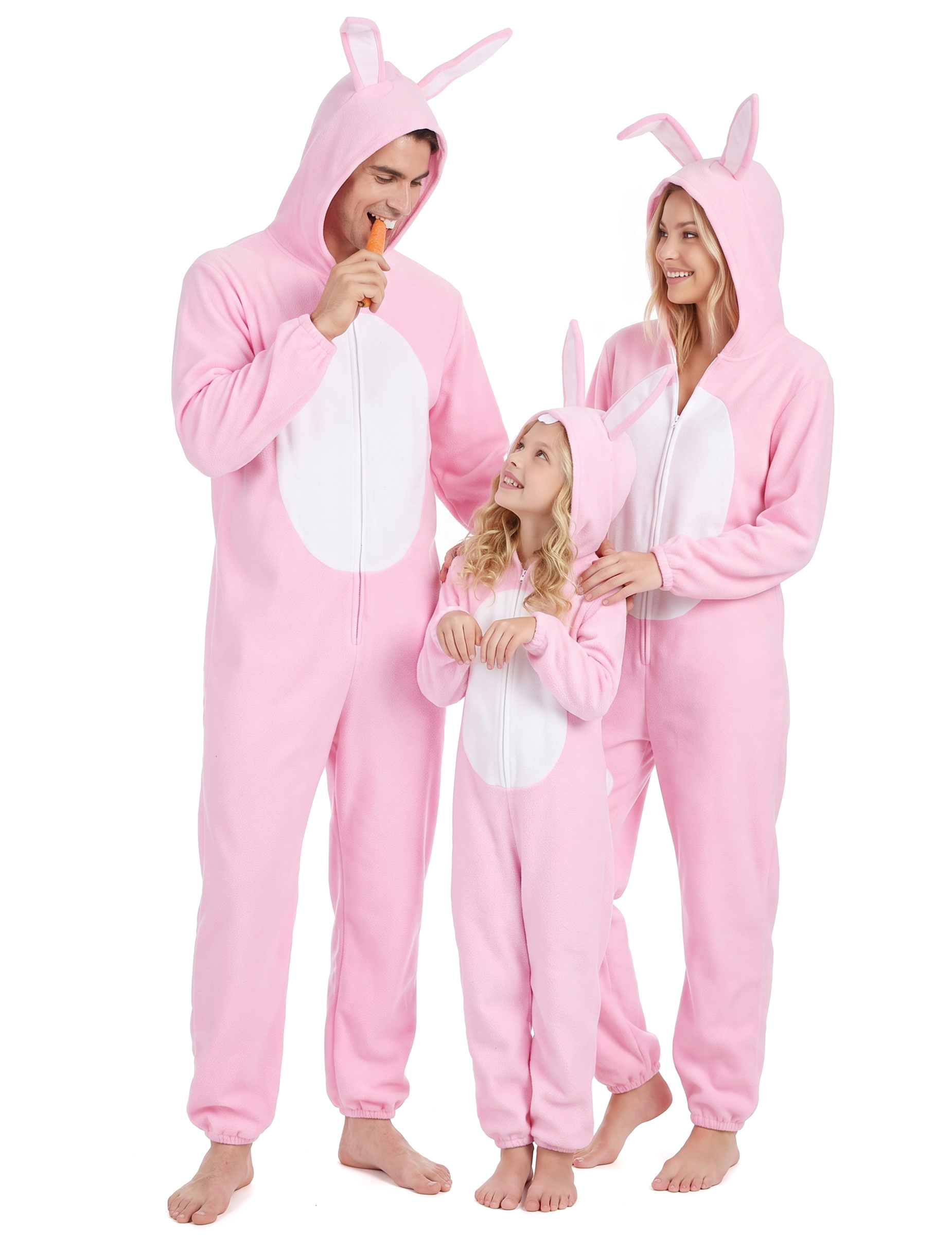 Hasen-Gruppenkostüm für Familien rosa-weiss