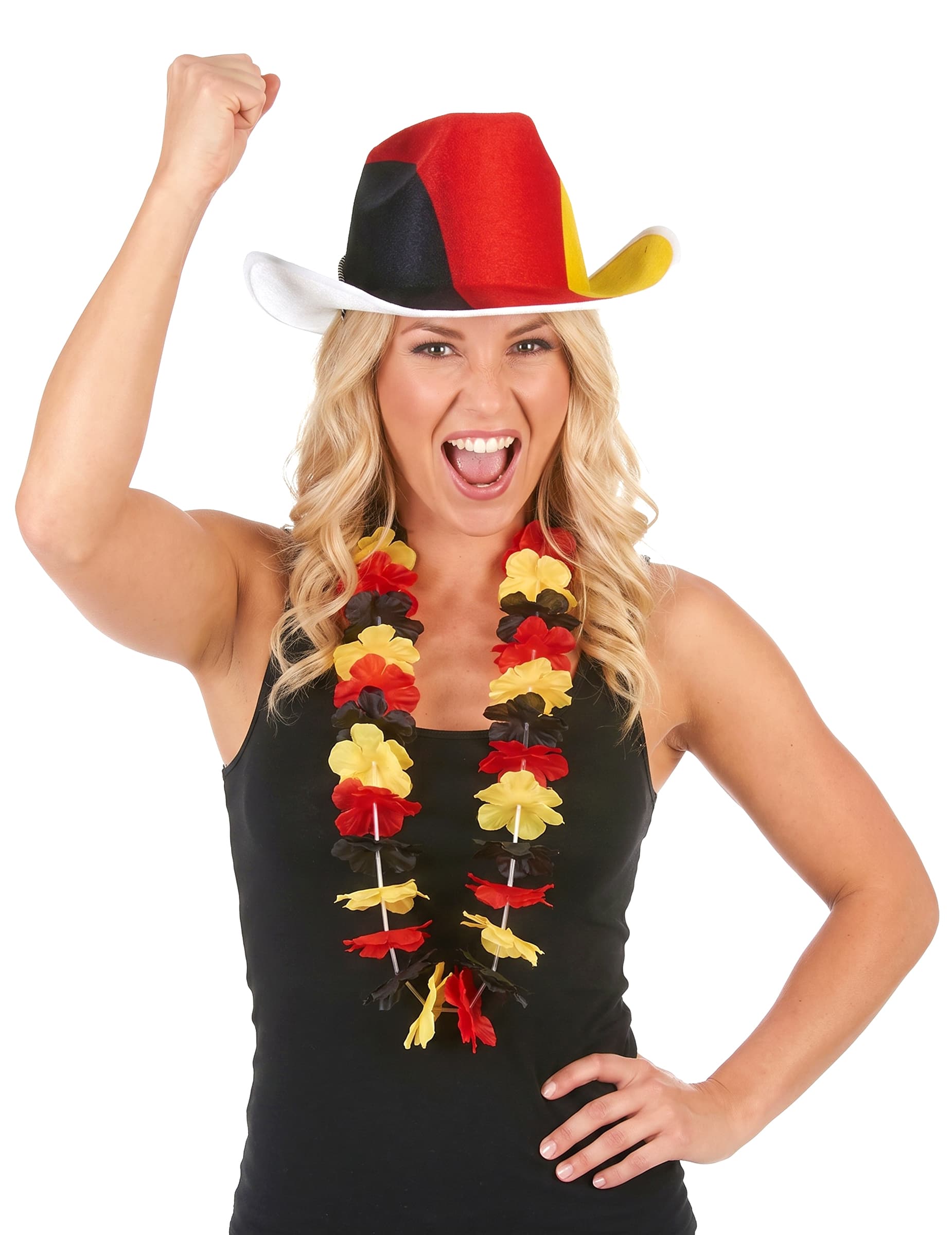 Hawaii Blütenkette Deutschland Fanartikel schwarz-rot-gelb