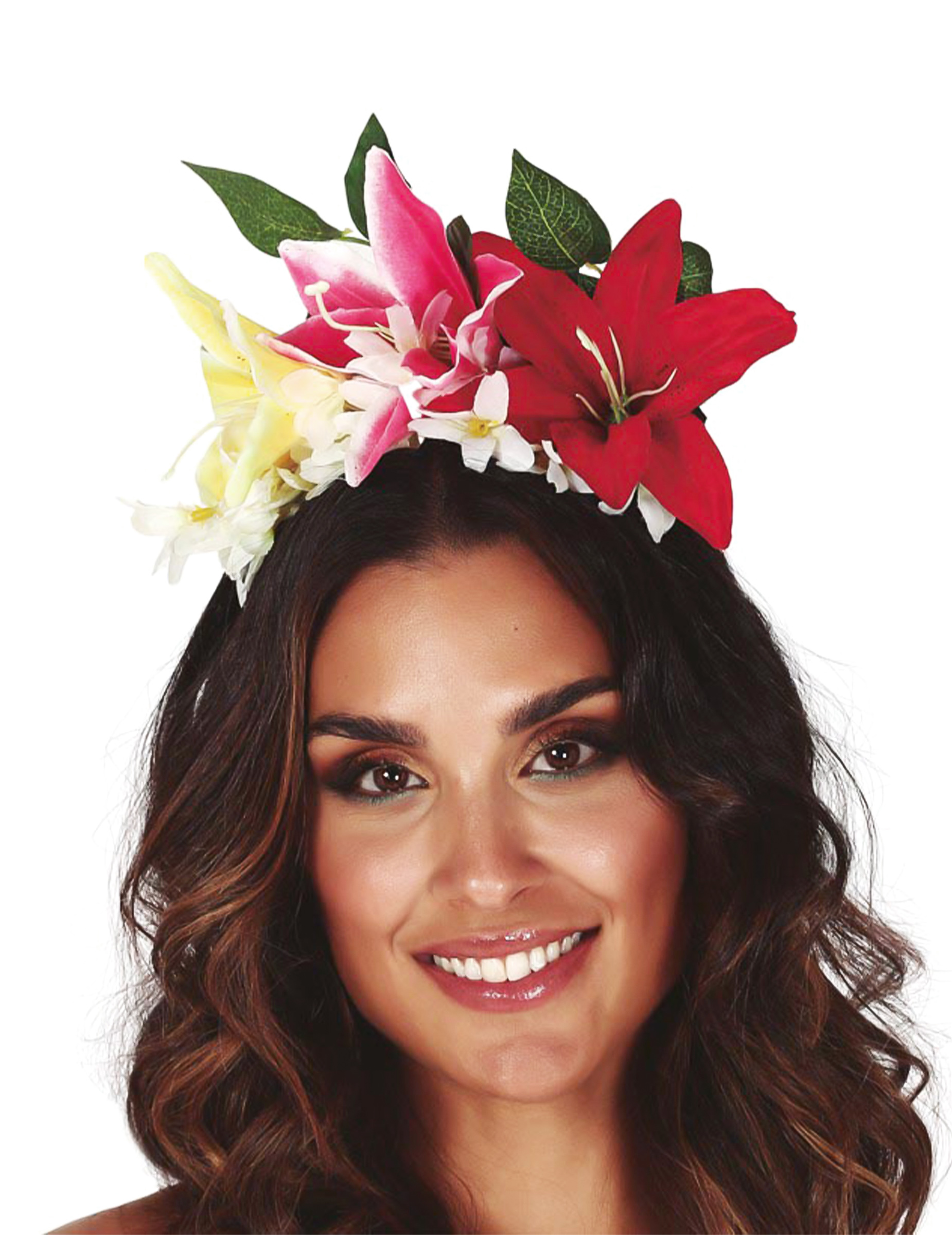 Hawaii-Blumenkrone Blumen-Haarreif Damen-Kostümaccessoire bunt