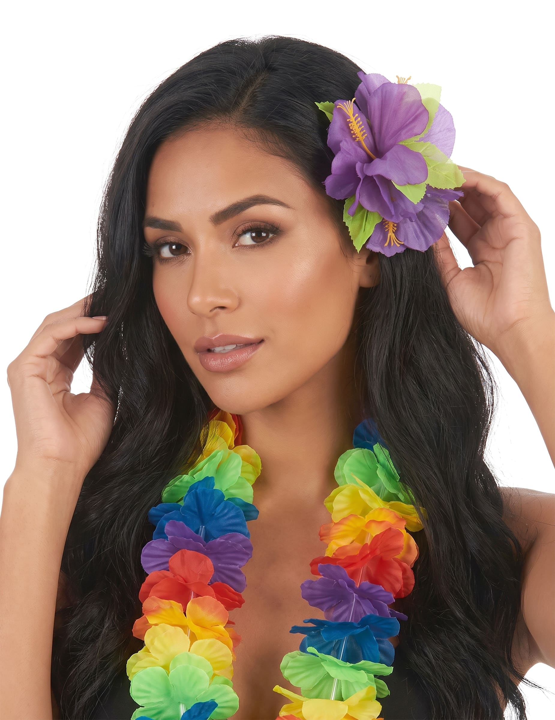 Hawaii Haarklammer Blüten Kopfschmuck lila 11cm