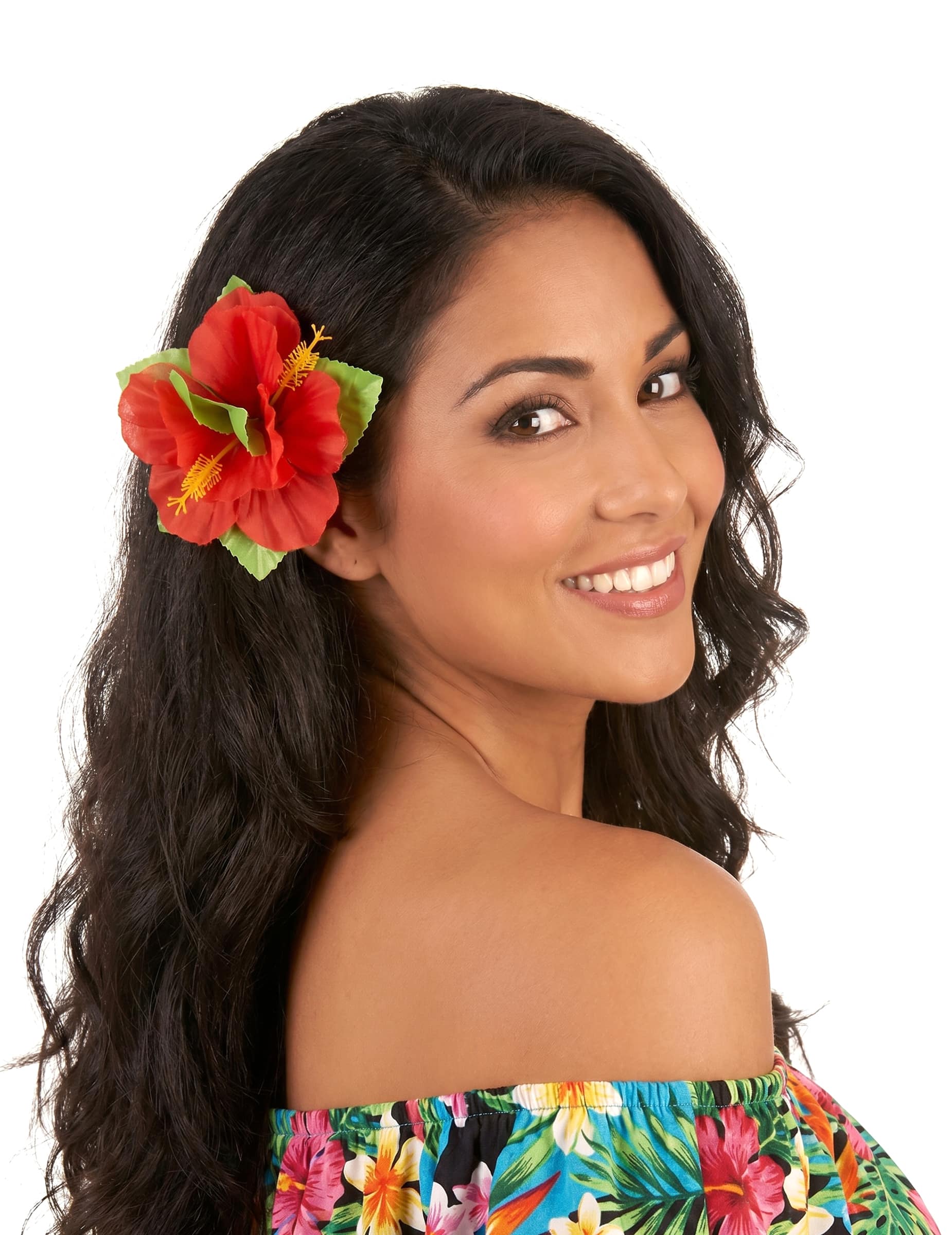 Hawaii Haarklammer Blütenschmuck rot 11cm