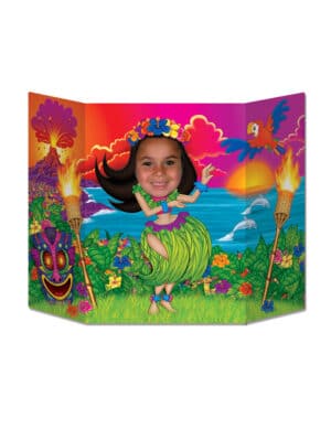 Hawaii-Mädchen Fotohintergrund Pappaufsteller bunt