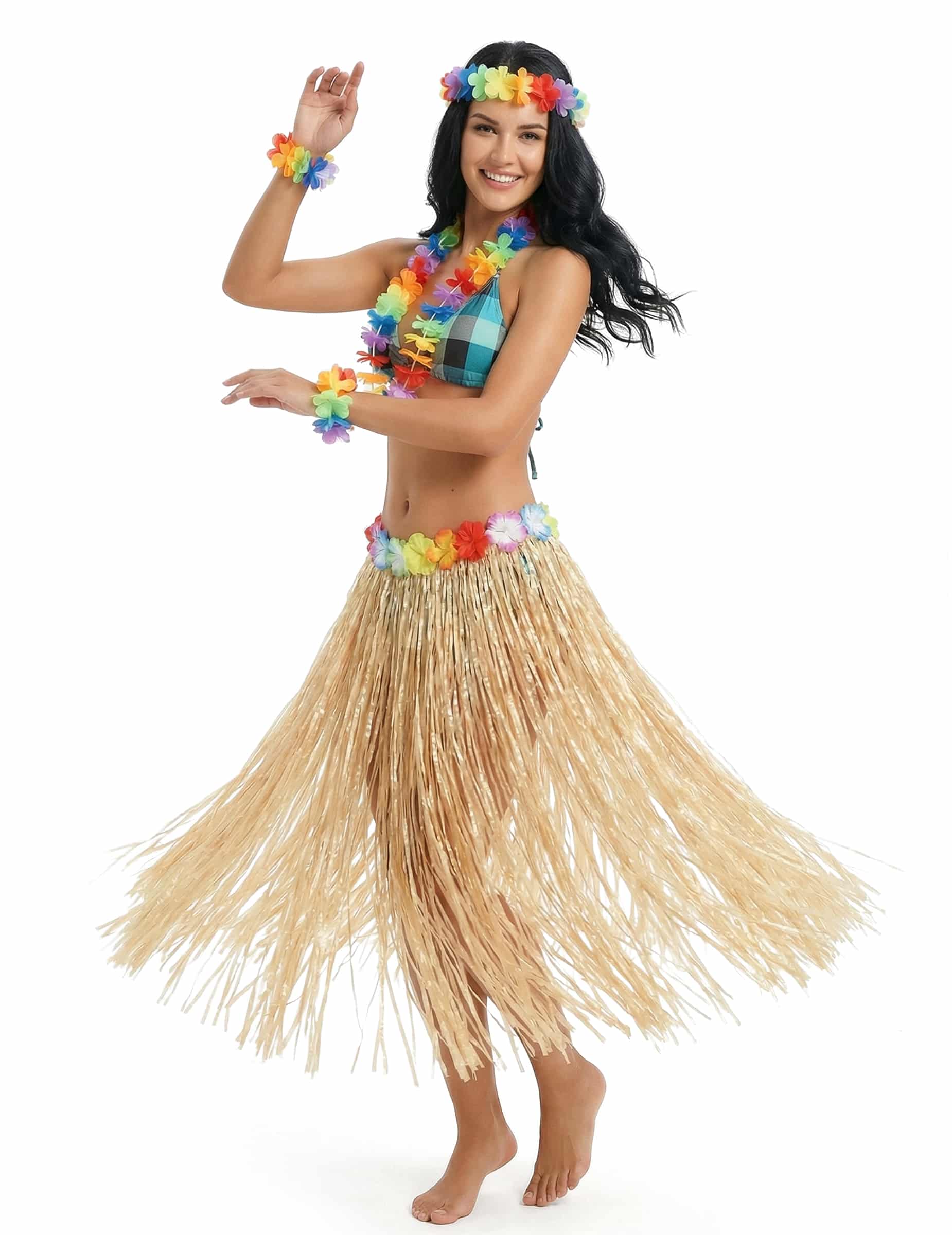 Hawaii Rock Bastrock Kostümzubehör lang beige-bunt