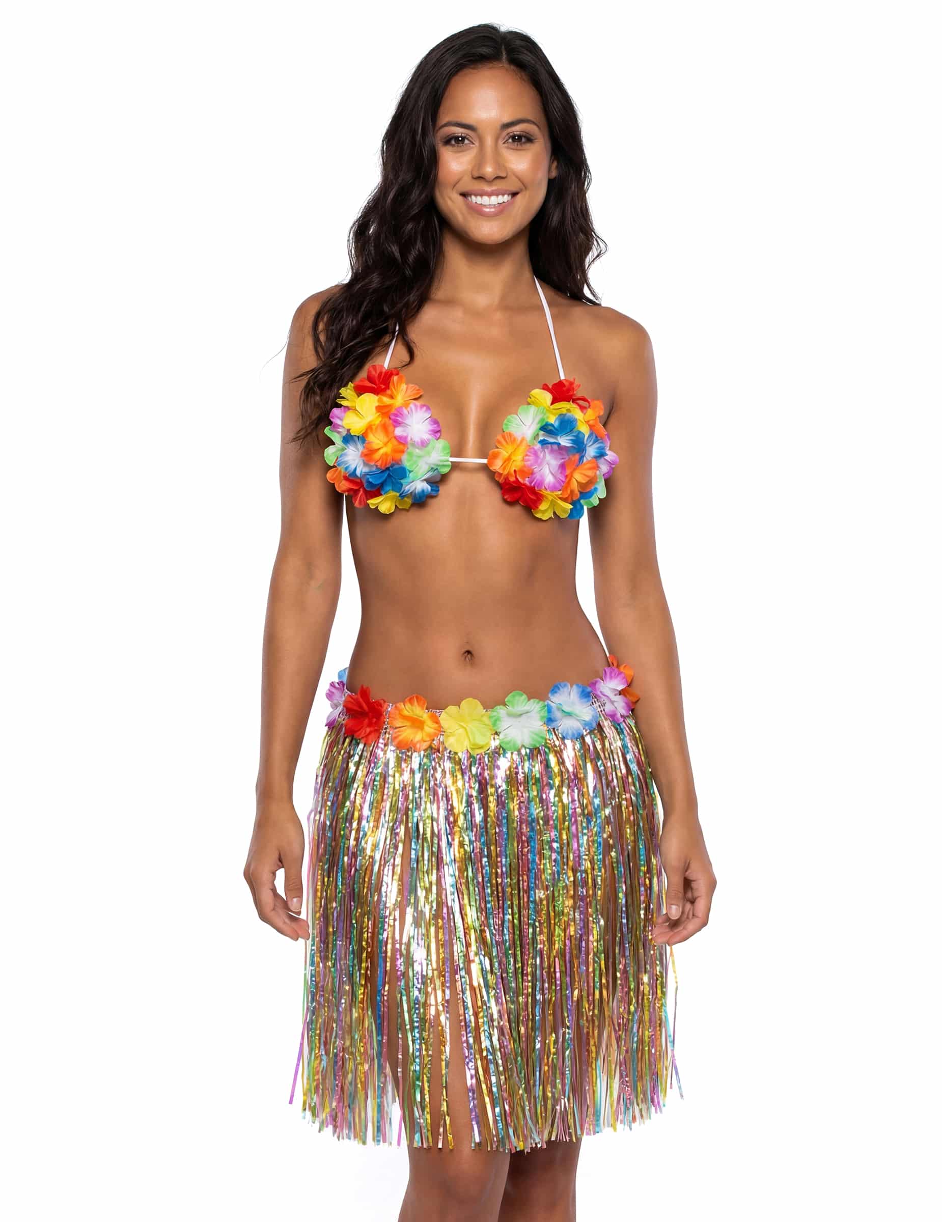 Hawaii Rock Bastrock mit Blüten bunt 46cm
