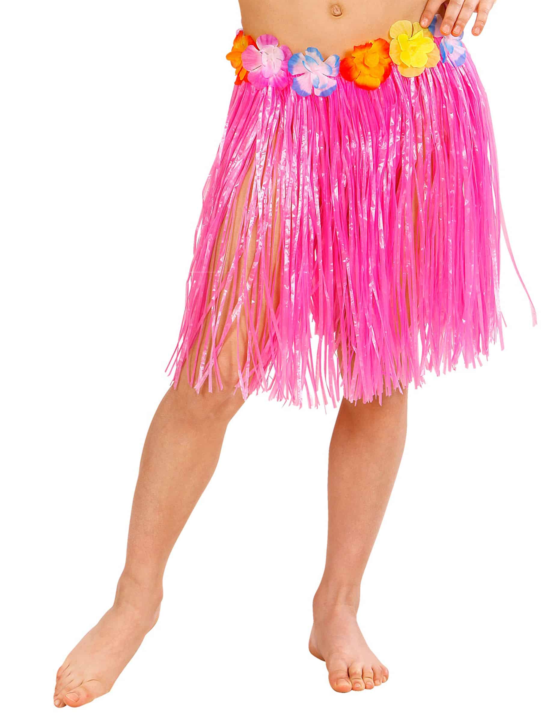 Hawaii Rock Kinder Pink Jupe Hawaienne mit Blumen für Kinder rosa