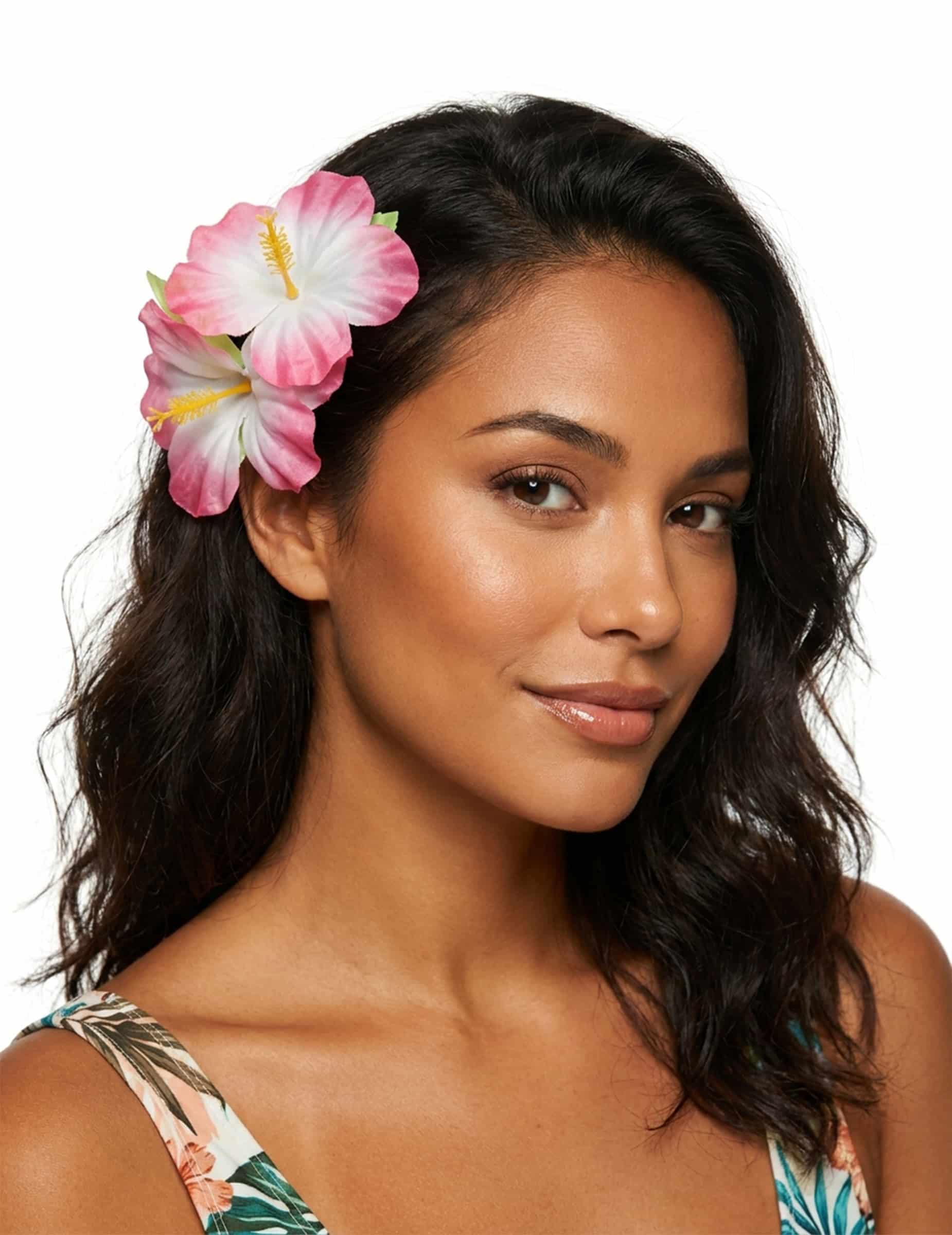 Hawaii Schmuck Blüten Haarklammer rosa 11cm