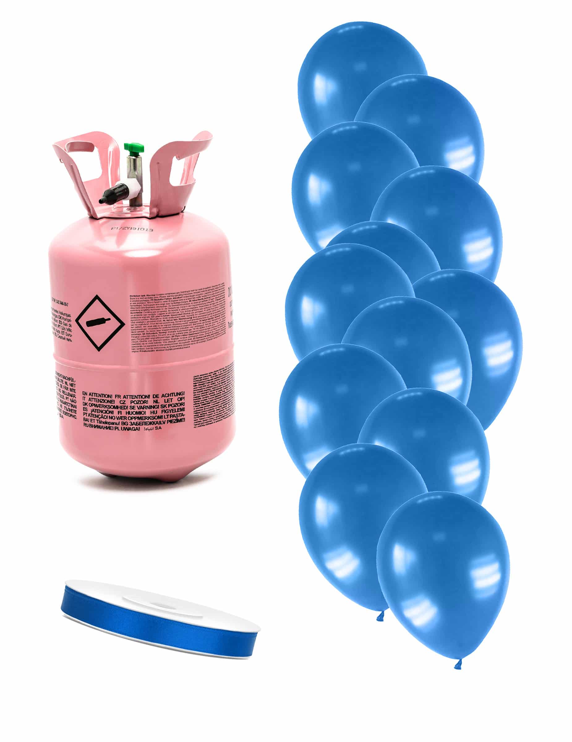 Heliumflaschen Set mit 12 metallisch dunkelblauen Ballons