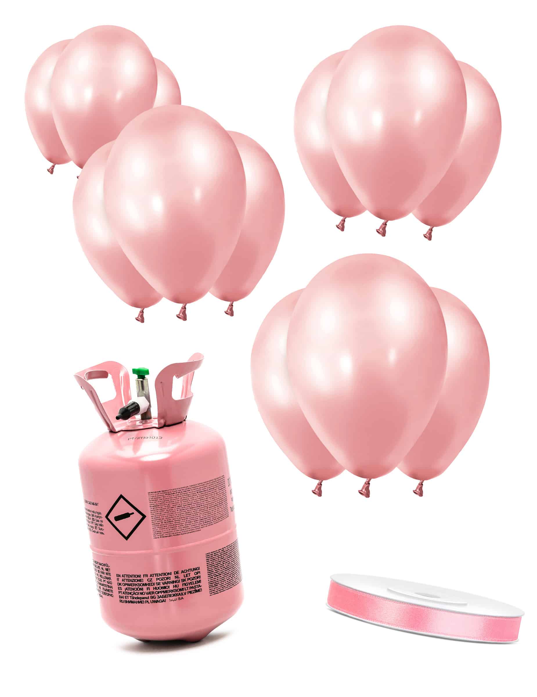 Heliumflaschen Set mit 12 rosegoldenen Lufballons
