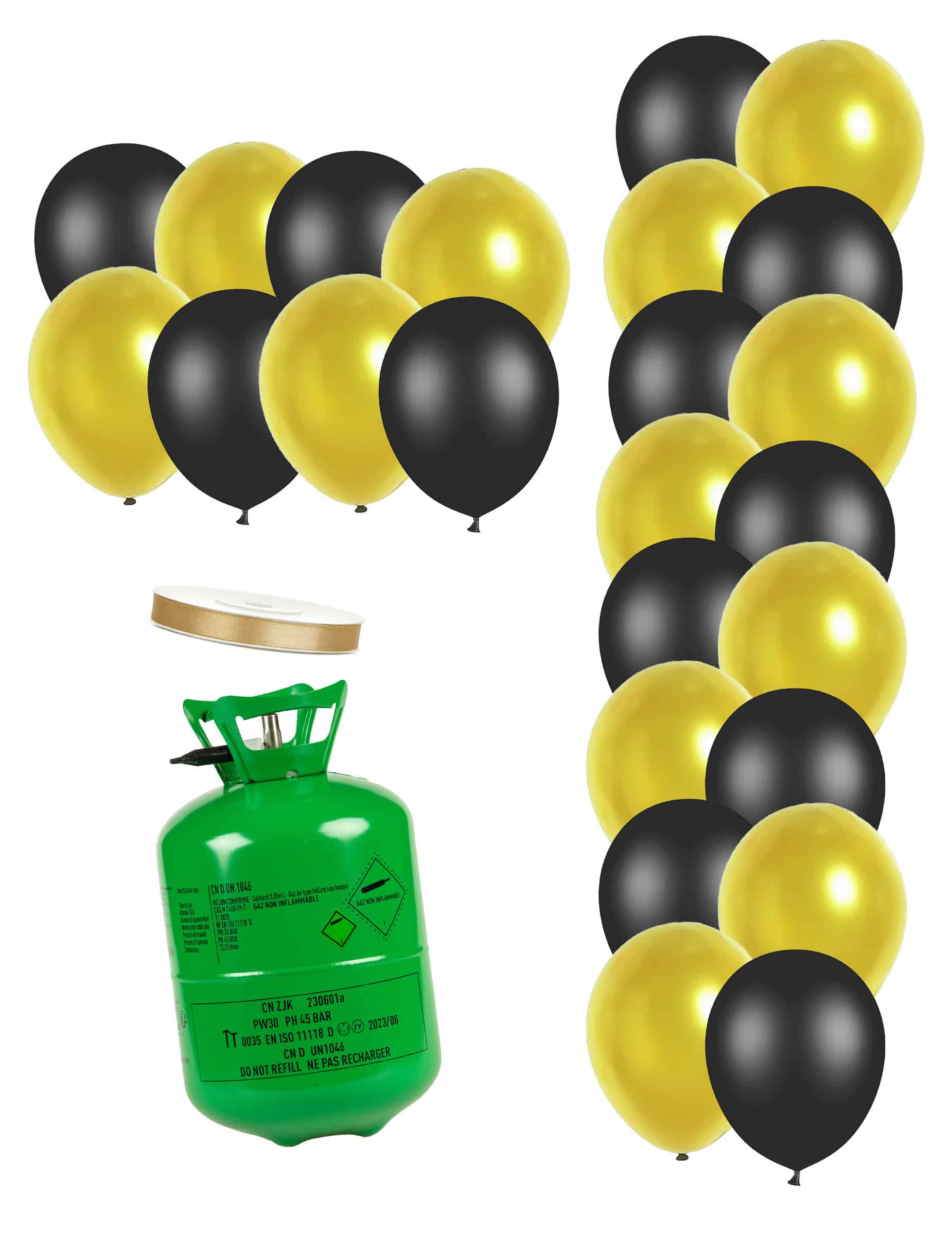 Heliumflaschen Set mit 12 schwarzen Ballons