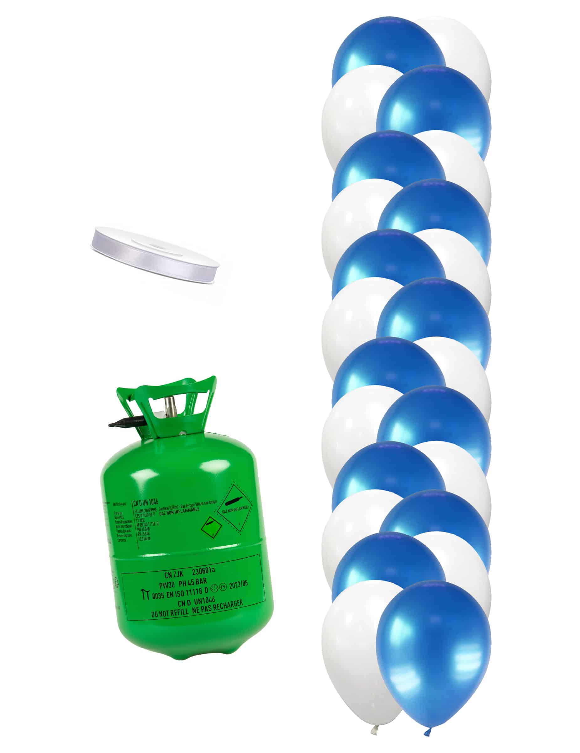 Heliumflaschen Set mit 12 weißen Ballons