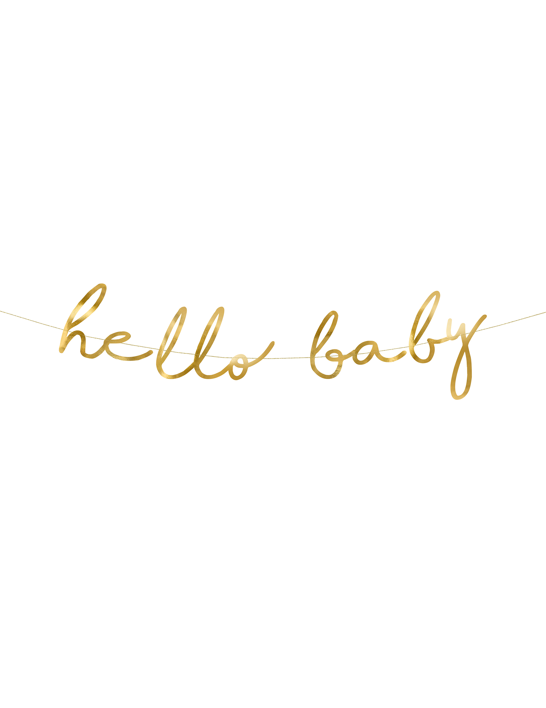 Hello Baby Pappgirlande in Metallic-Gold 18 x 70 cm für Baby Shower