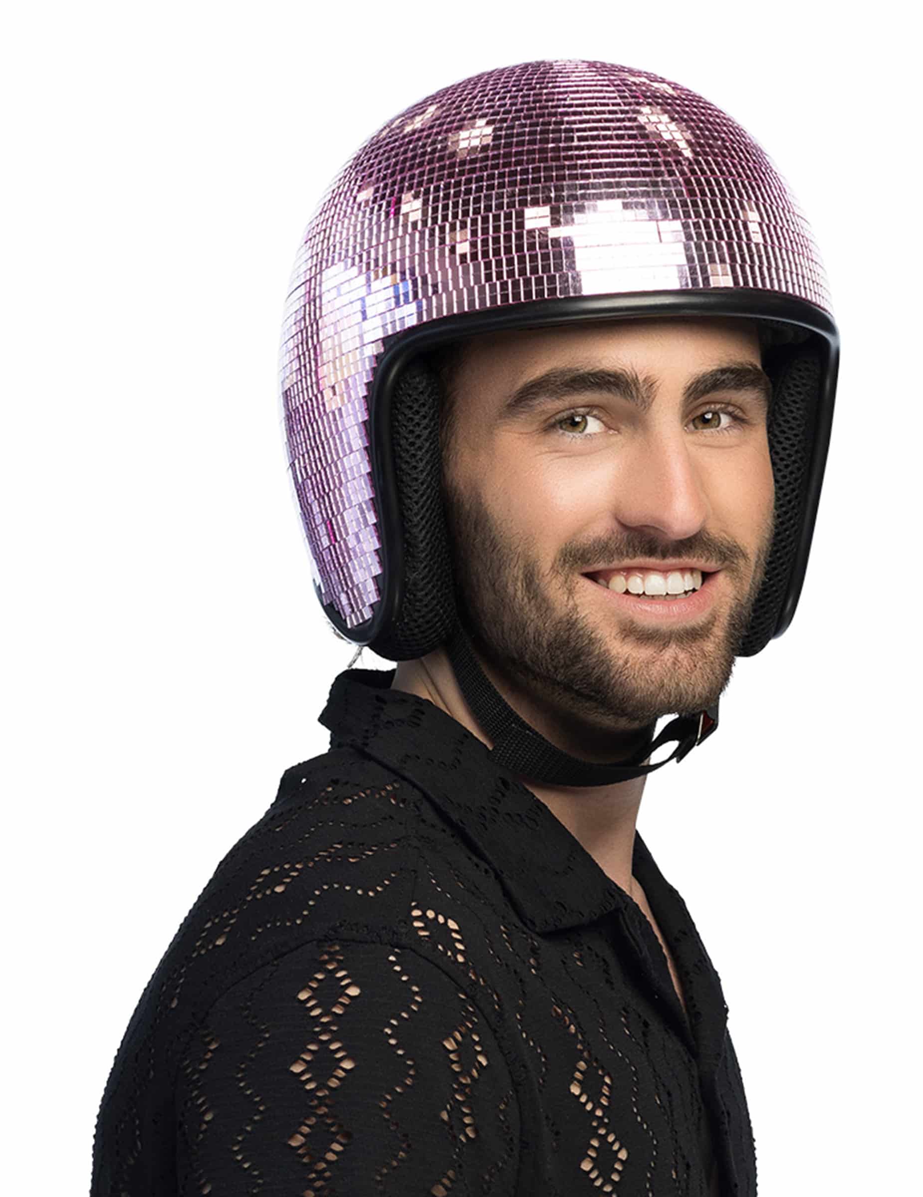 Helm Diskokugel Pink für Erwachsene