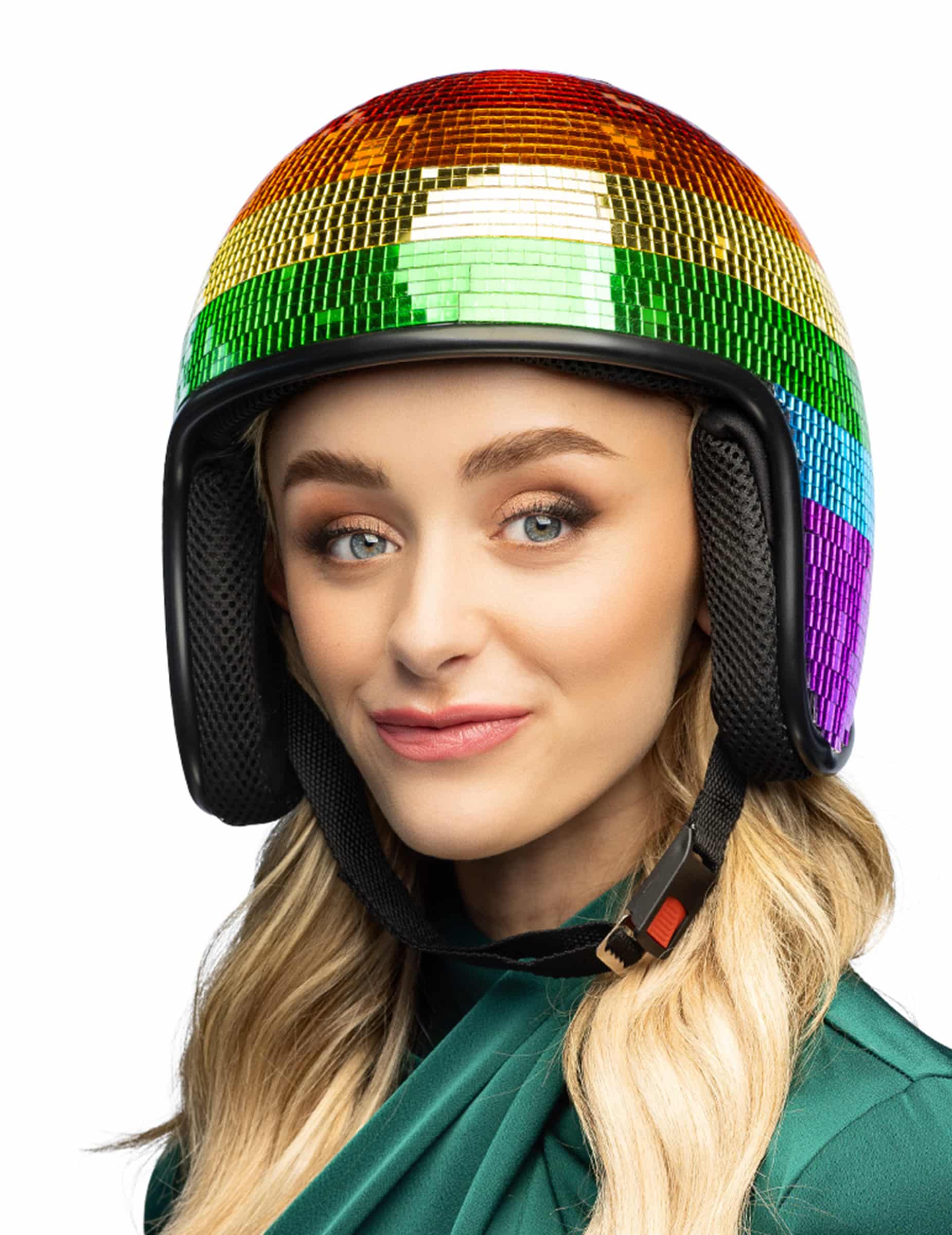 Helm Diskokugel Regenbogen für Erwachsene
