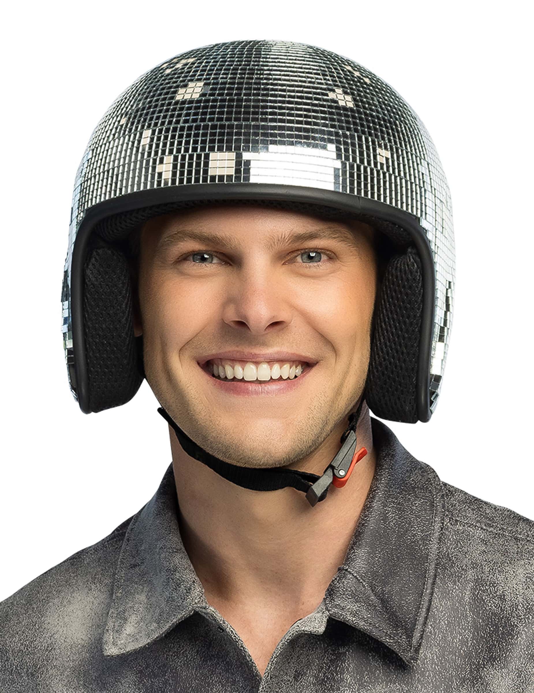 Helm Diskokugel Silber für Erwachsene