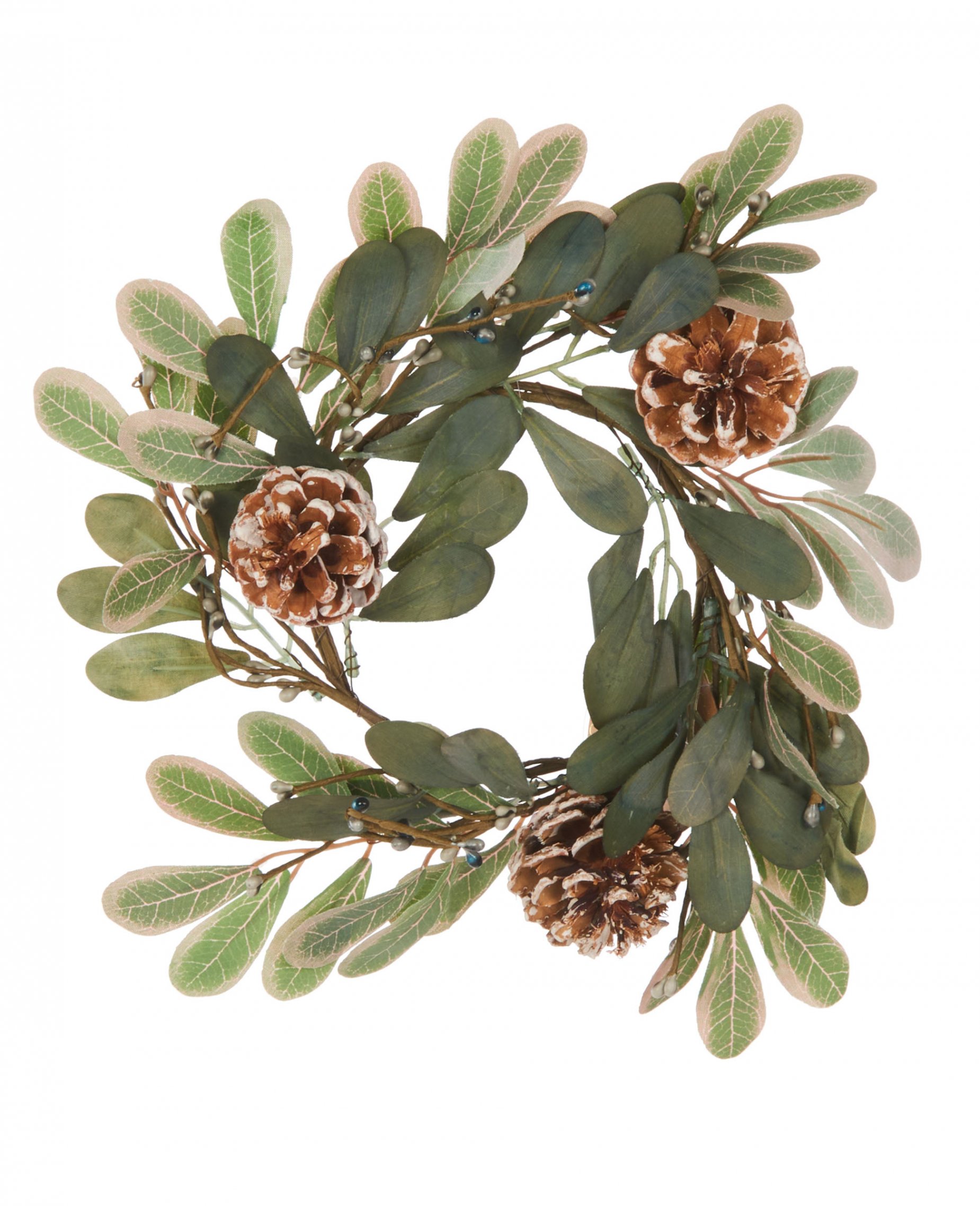 Herrlicher Eukalyptus-Adventskranz mit Tannenzapfen grün-braun 35 cm