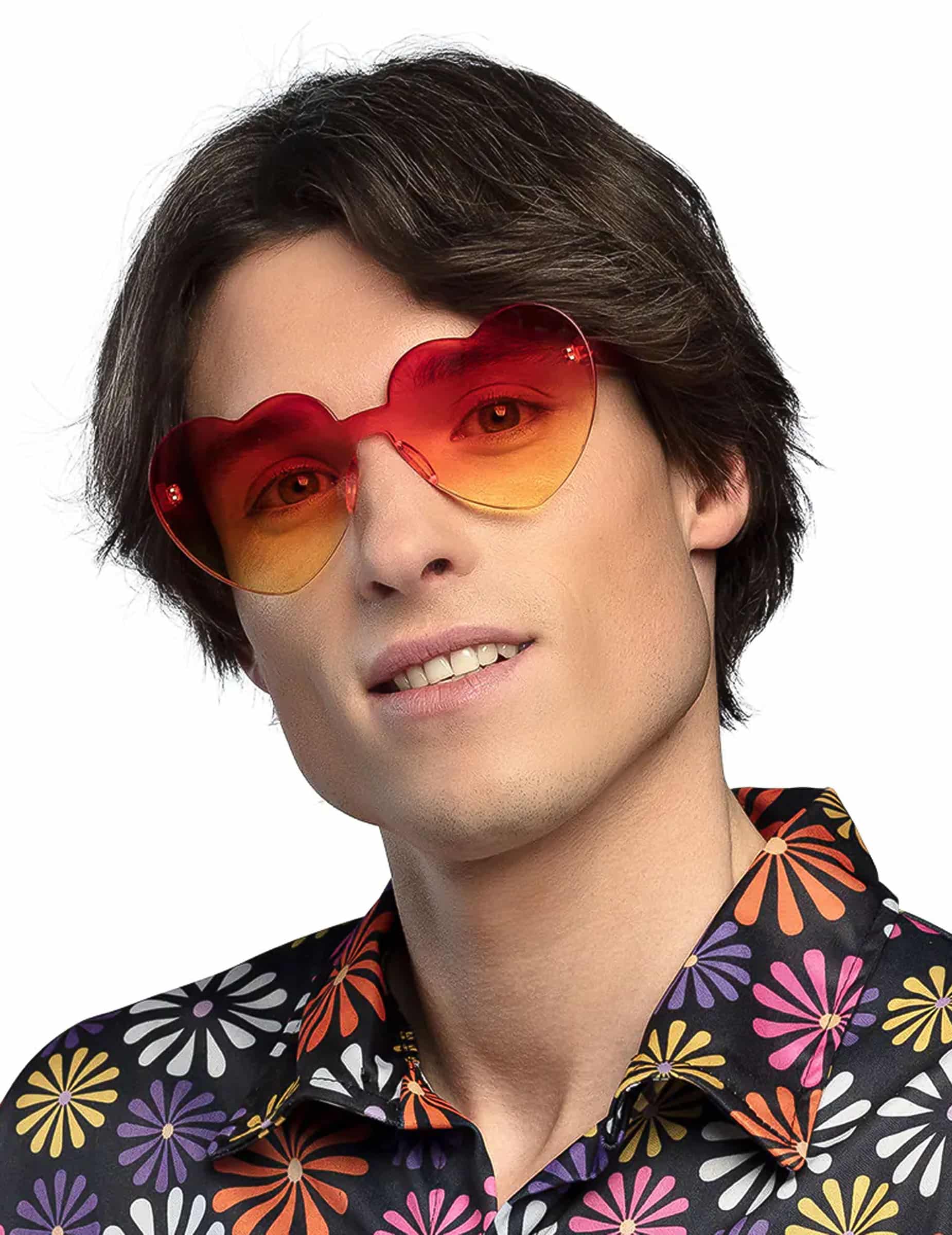 Herz Brille Ombré Look für Erwachsene orange-gelb