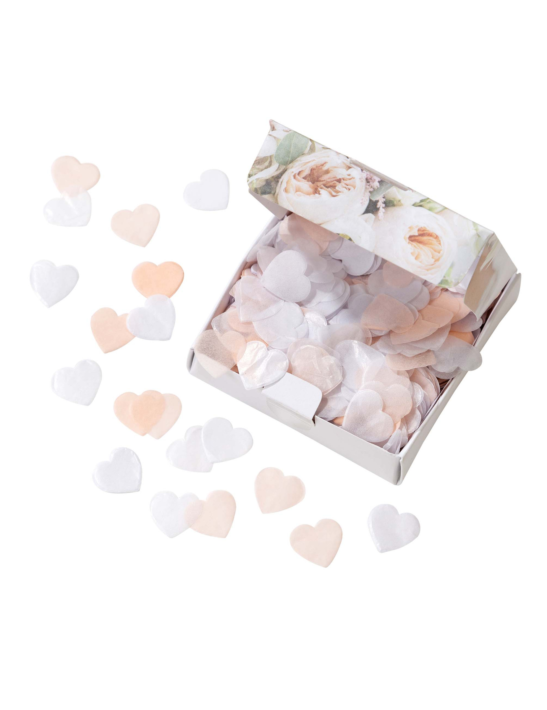 Herz-Konfetti rosa pastel + weiß 20g biologisch abbaubar