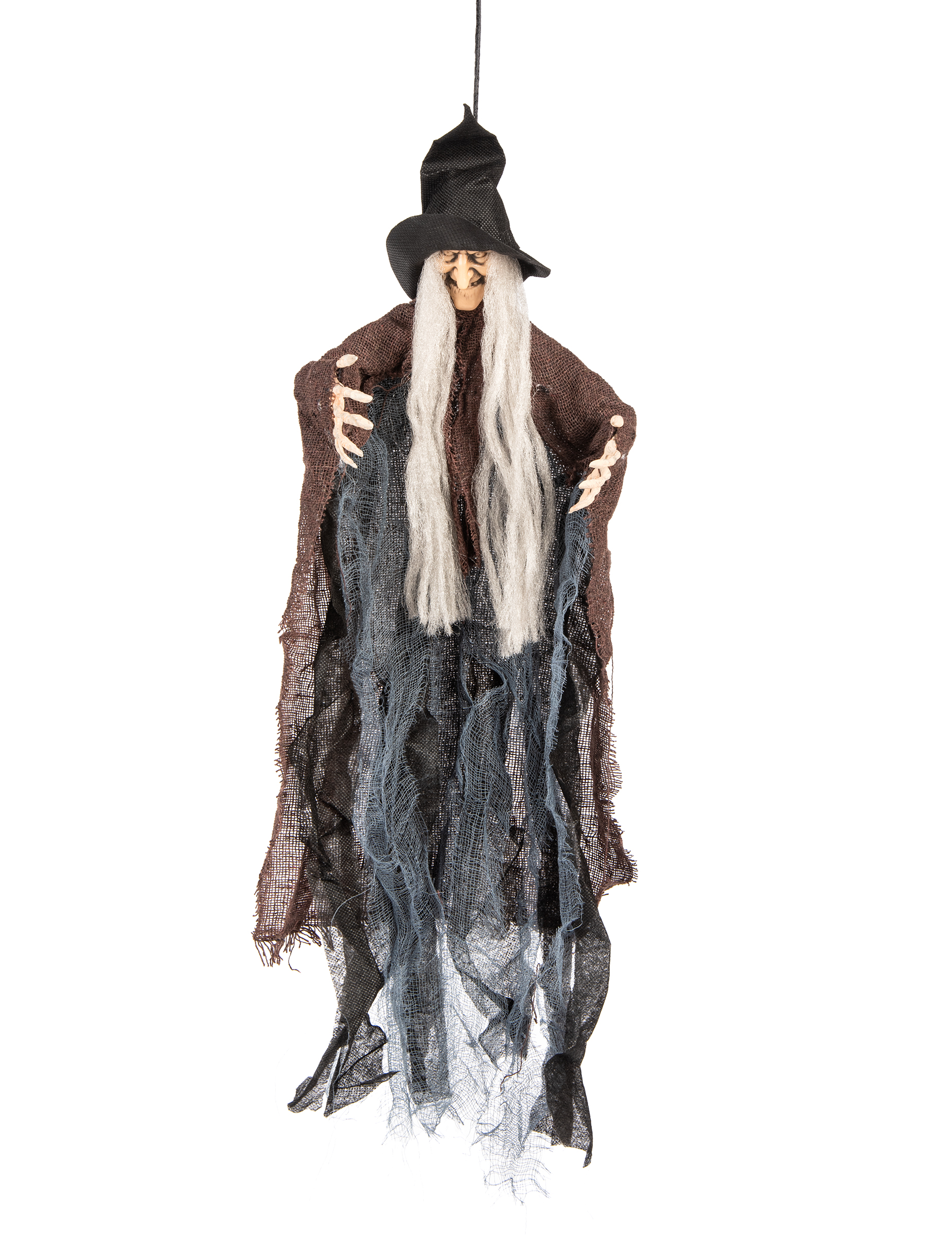 Hexen-Figur zum Aufhängen Halloween-Dekoration schwarz-braun-grau 50cm