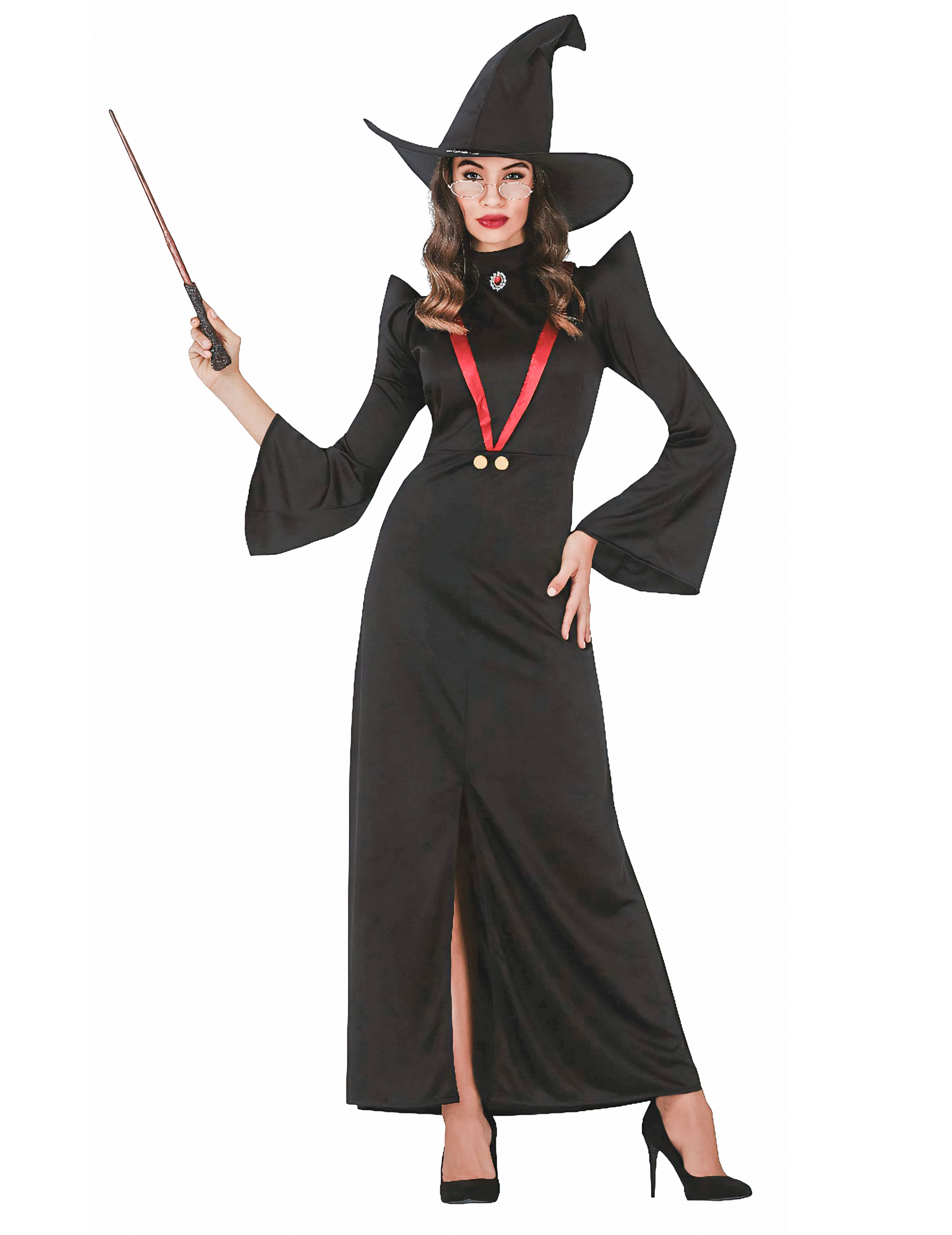 Hexen-Professorin Kostüm für Damen Hallloweenkostüm schwarz-rot